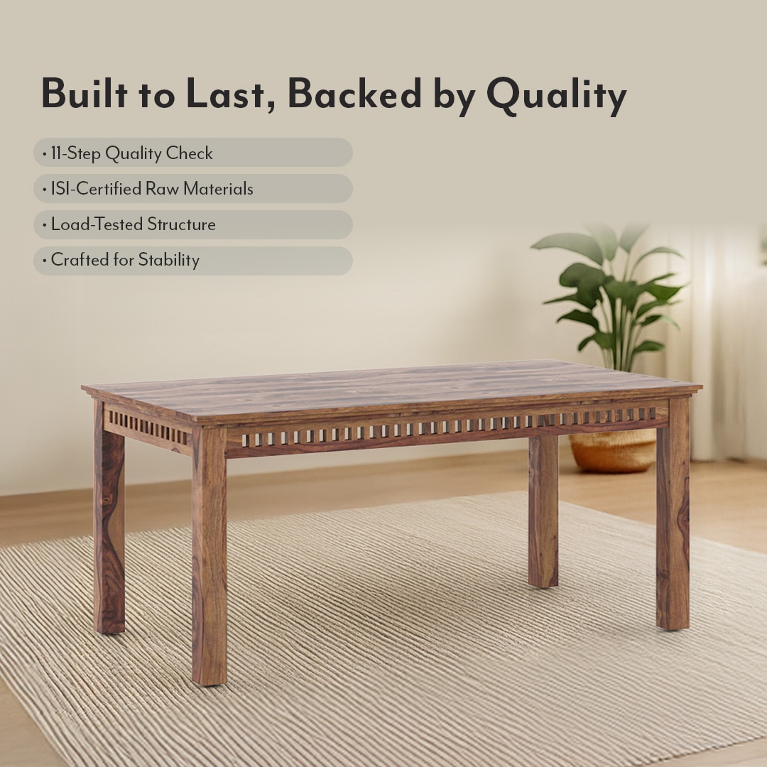 Fidora 6 Seater Dining Table In Honey Finish