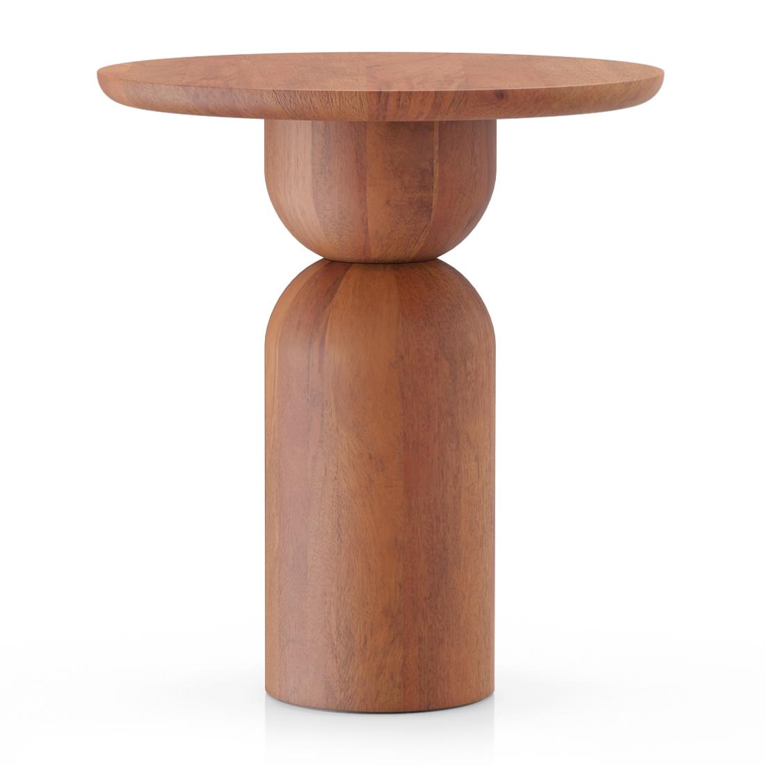 Takai Solid Wood Side Table In Red Cedar Finish