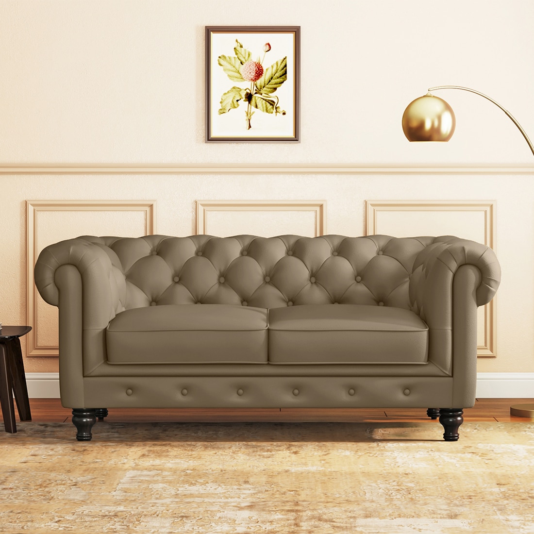 Winchester 2 Seater Premium Italian Leather Sofa In Dark Truffle