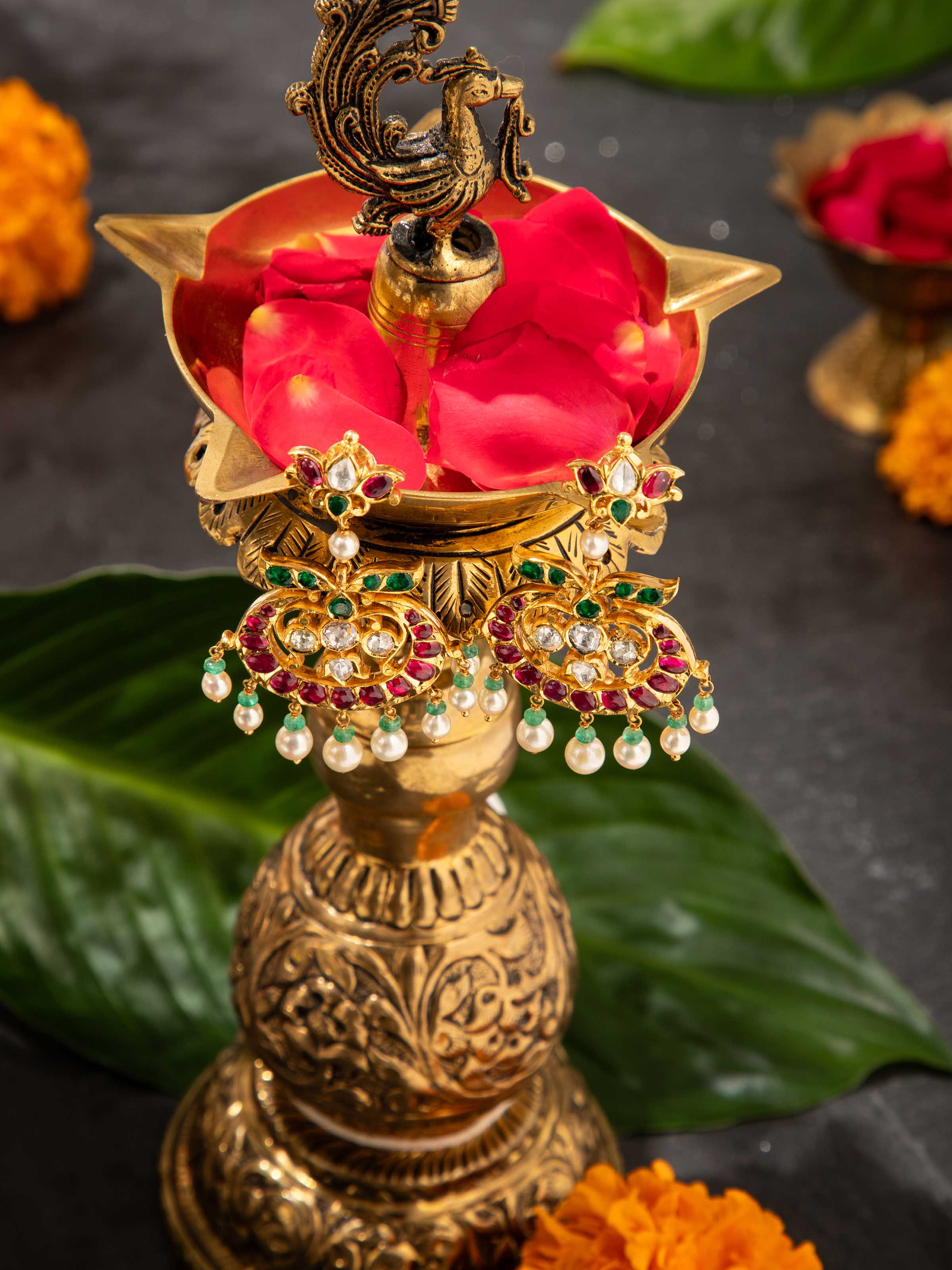 Kundala Velai 22 Karat Gold Drop Earrings