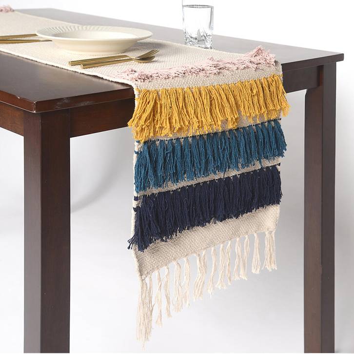 Layered Tassled Table Runner