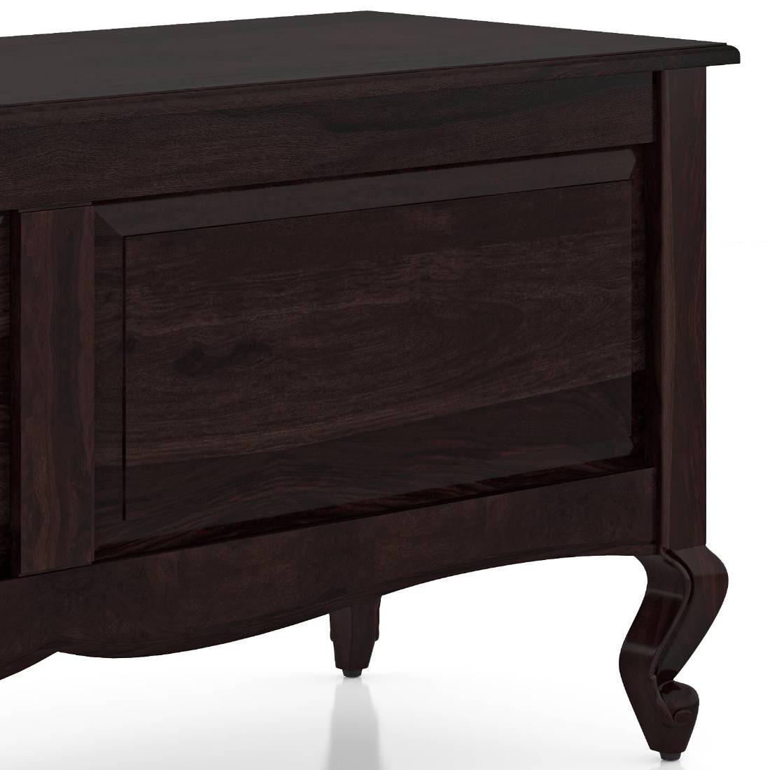 Bunai Solid Wood Free Standing Bar Cabinet In Teak Finish