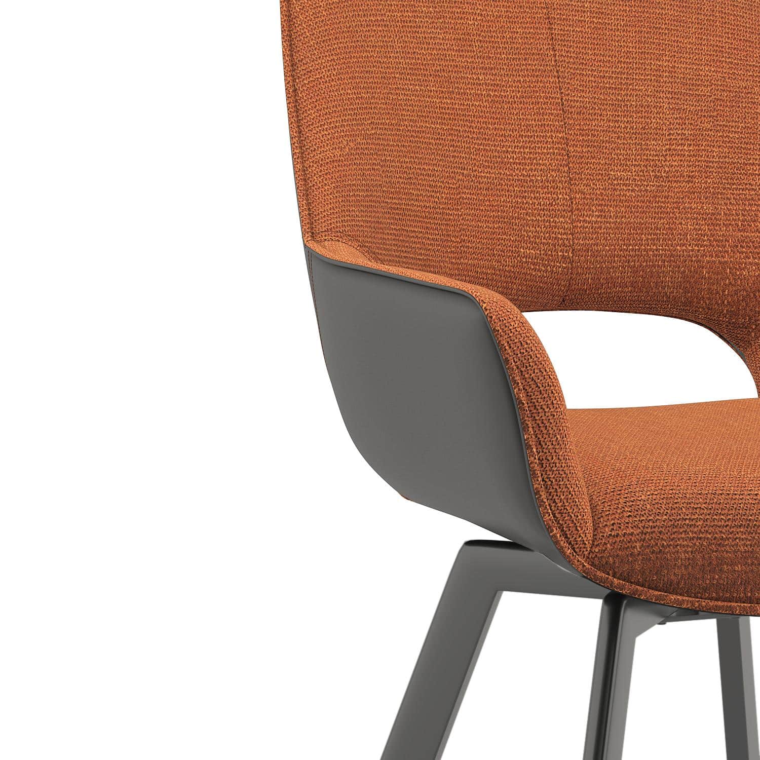 Casey Swivel Engineered Wood Dining Chair Set of 2 in Rust and Dark Brown