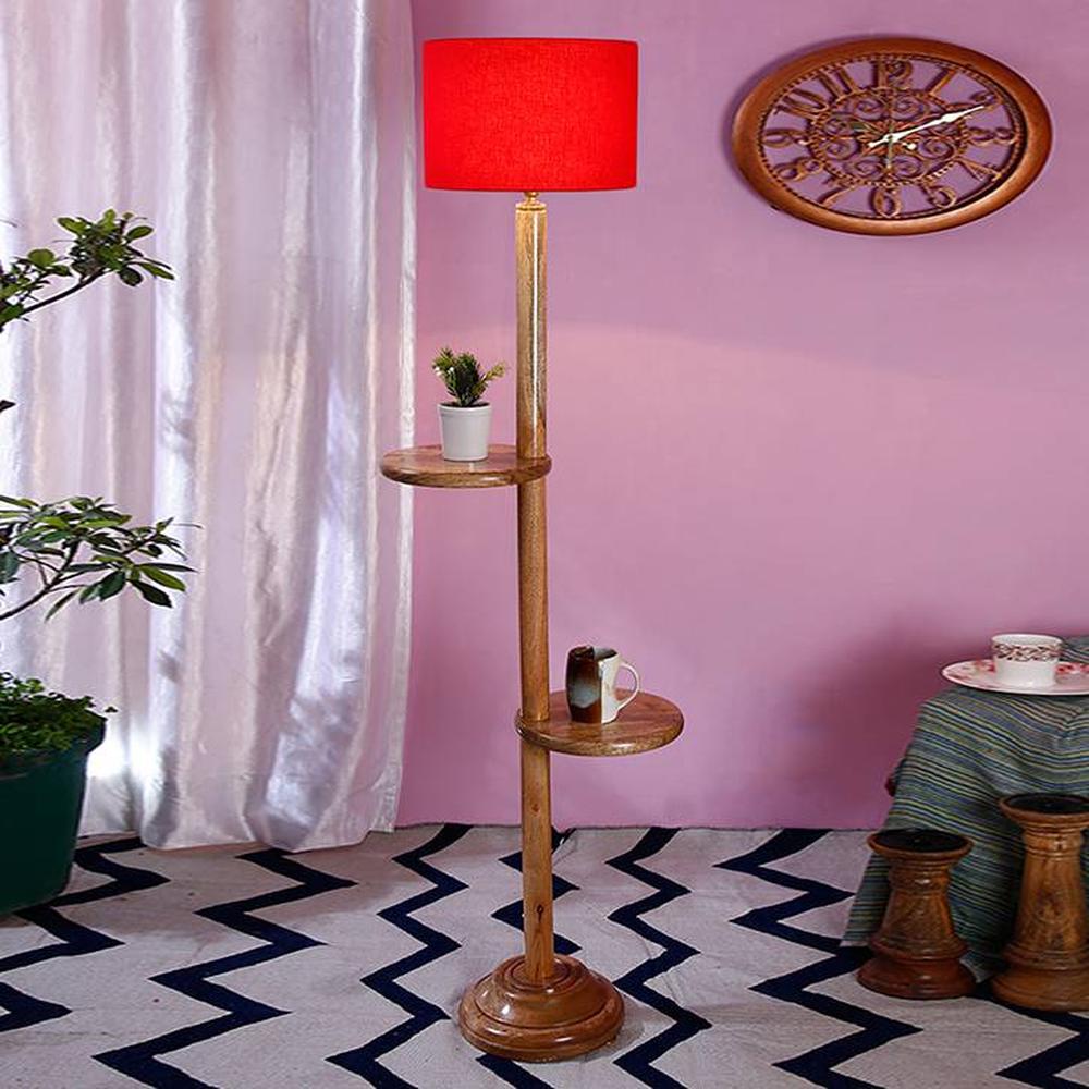 Hillary Red Cotton Shade Floor Lamp