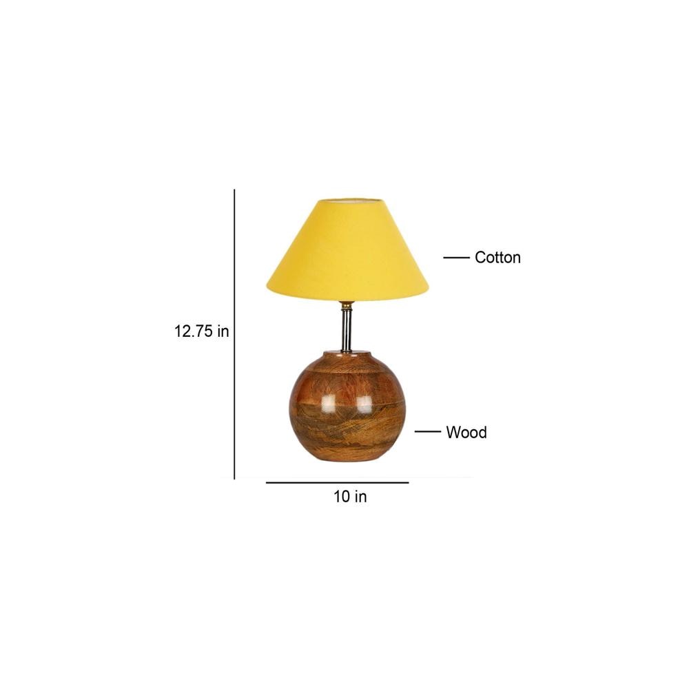 Yellow cotton with Natural Wood Table Lamp