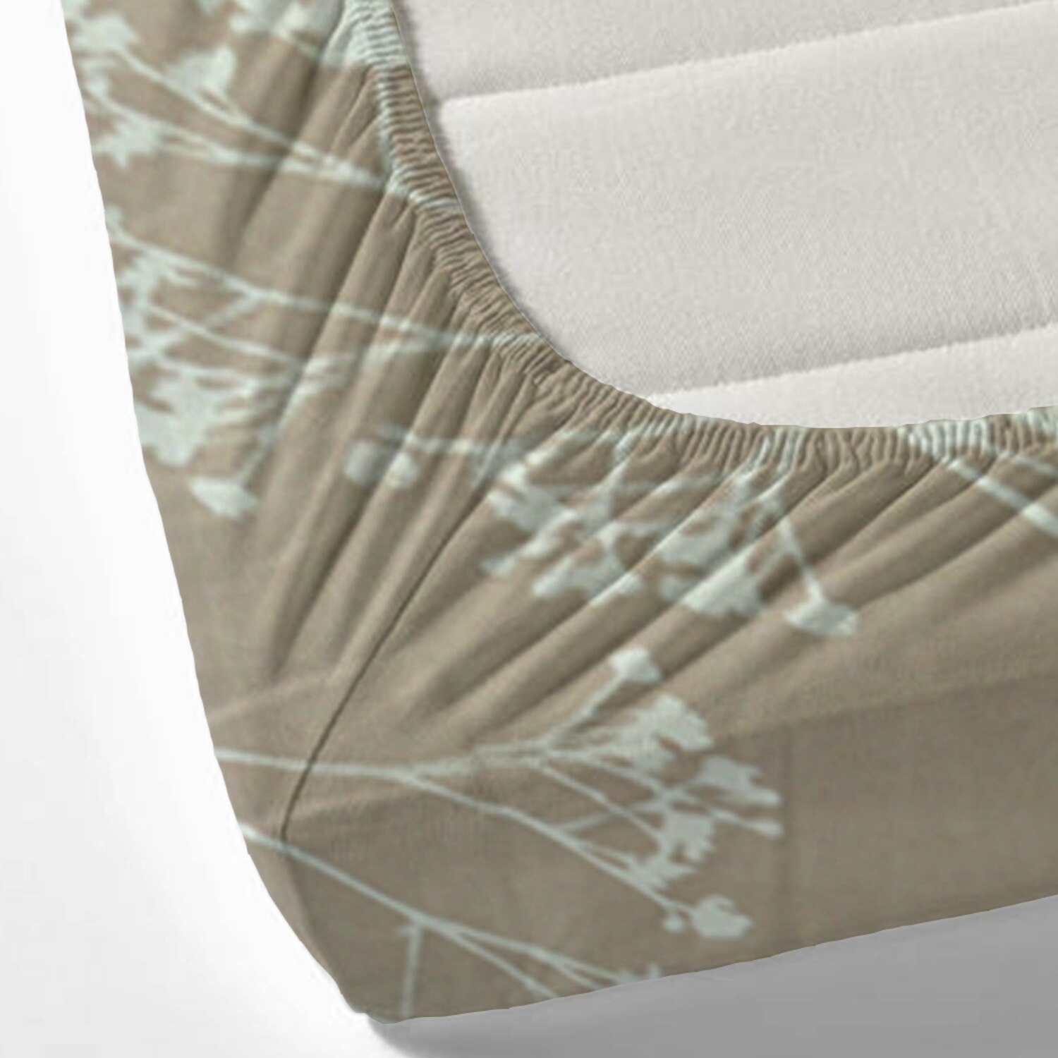 Beige Floral 180 TC Fitted 1 King  Bedsheet with 2 Pillow Covers