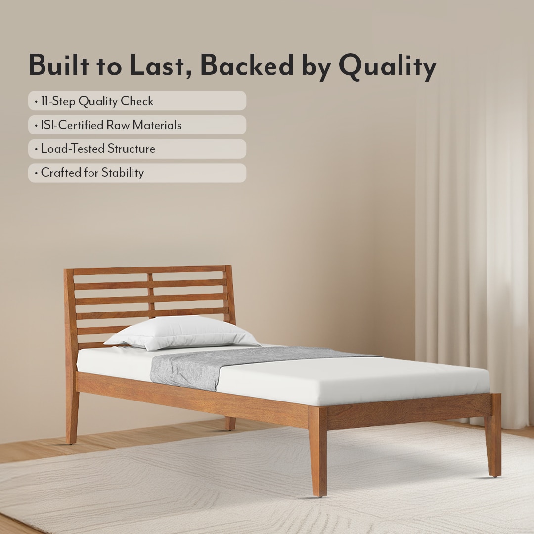 Elwyn Nonstorage Single Bed In Amber Walnut Finish