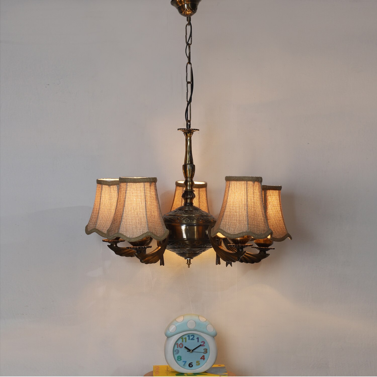 Devansh Black Wall Mounted Lamp With Off-White Cotton Shade