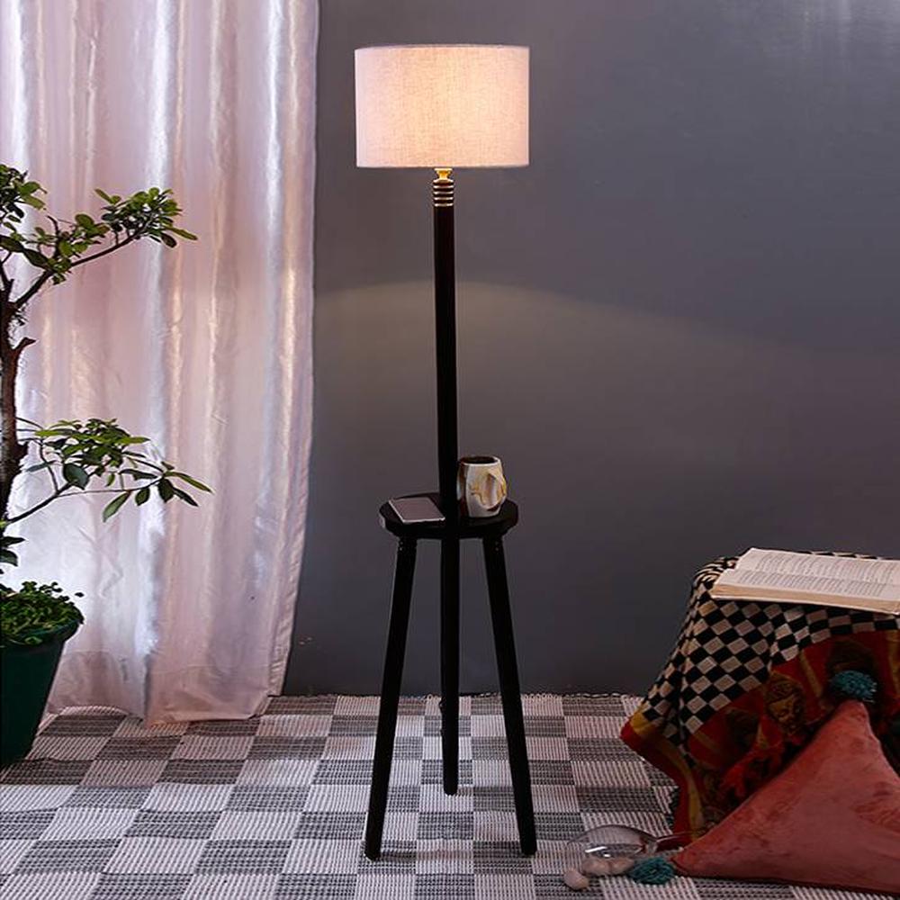 Fiona Grey Cotton Shade Floor Lamp