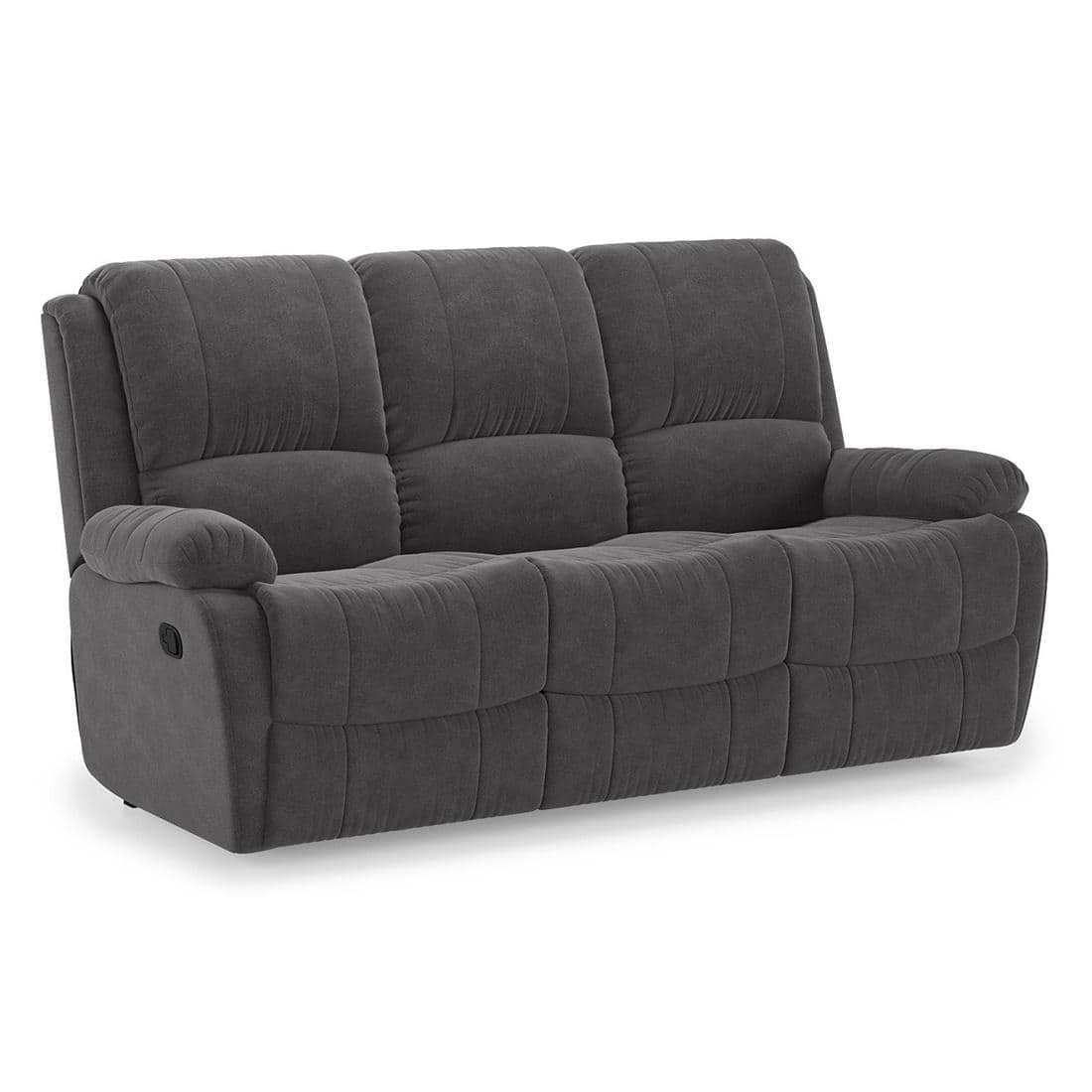 Lebowski Fabric Three Seater Manual Recliner in Smoke Fabric Colour