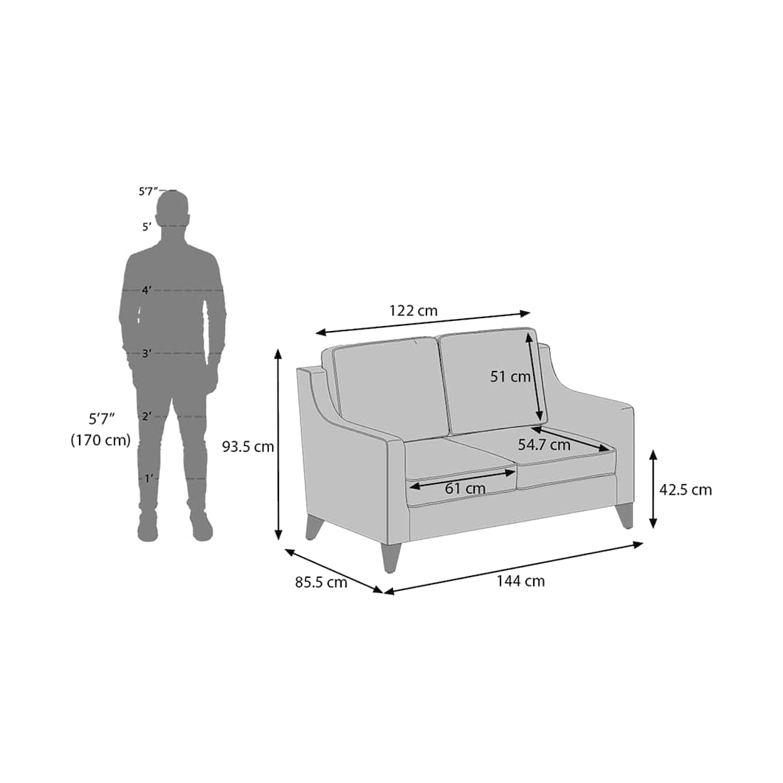 Abbey Sofa (Colour : Dark Coral, Cushion : Soft, Seating Capacity : 2 Seater)