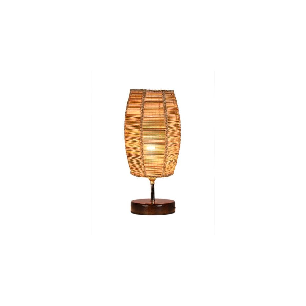 Kona Dholak Bamboo table lamp with brown wood base