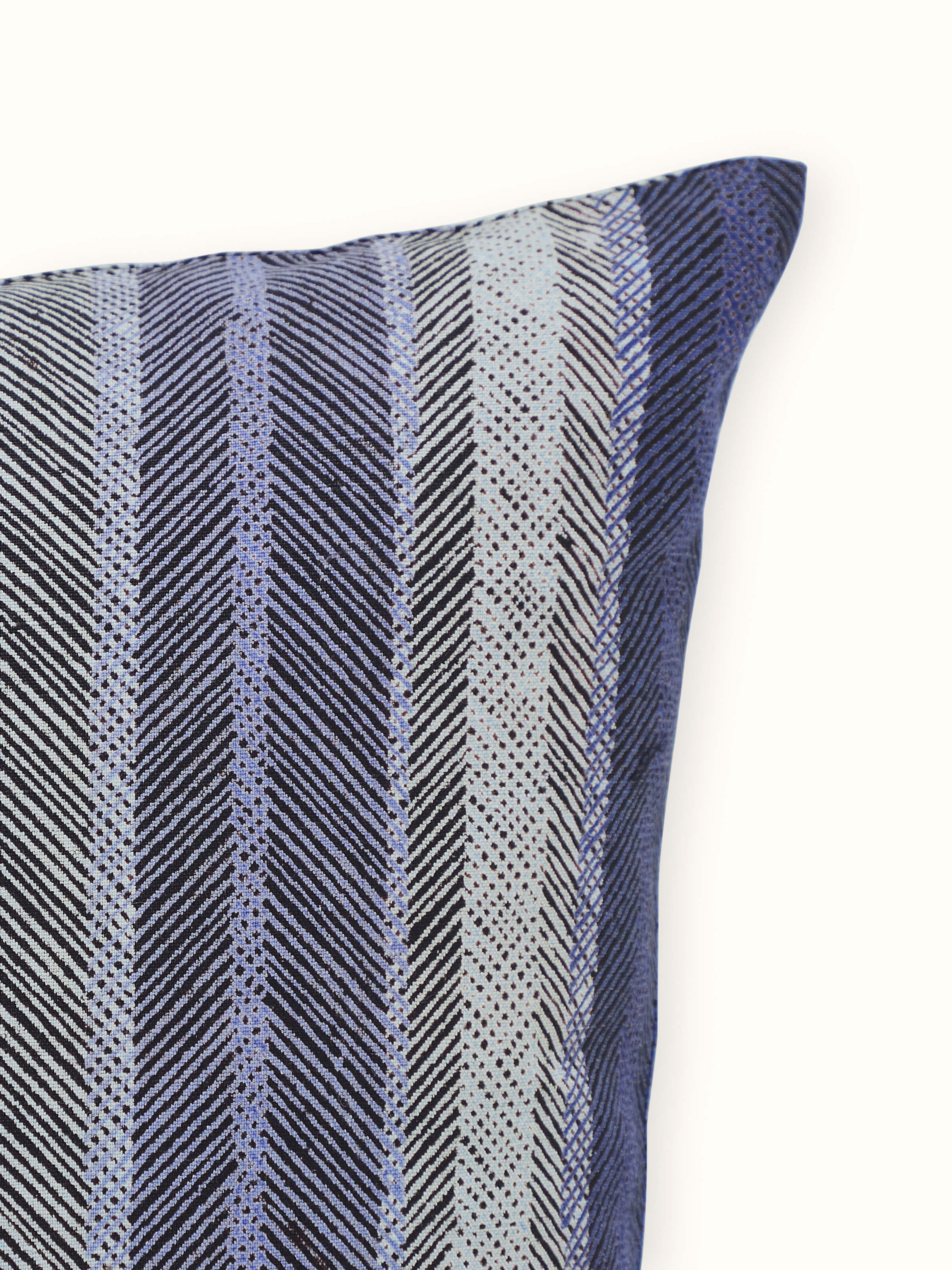 Parvat Indigo Stripe Linen Cotton Sanganeri Block Printed Cushion Cover