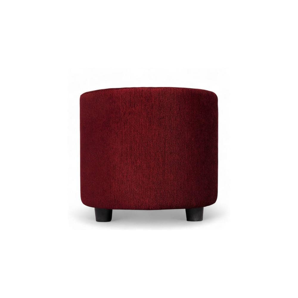 Iris Round Pouffee in Mossy Maroon Fabric
