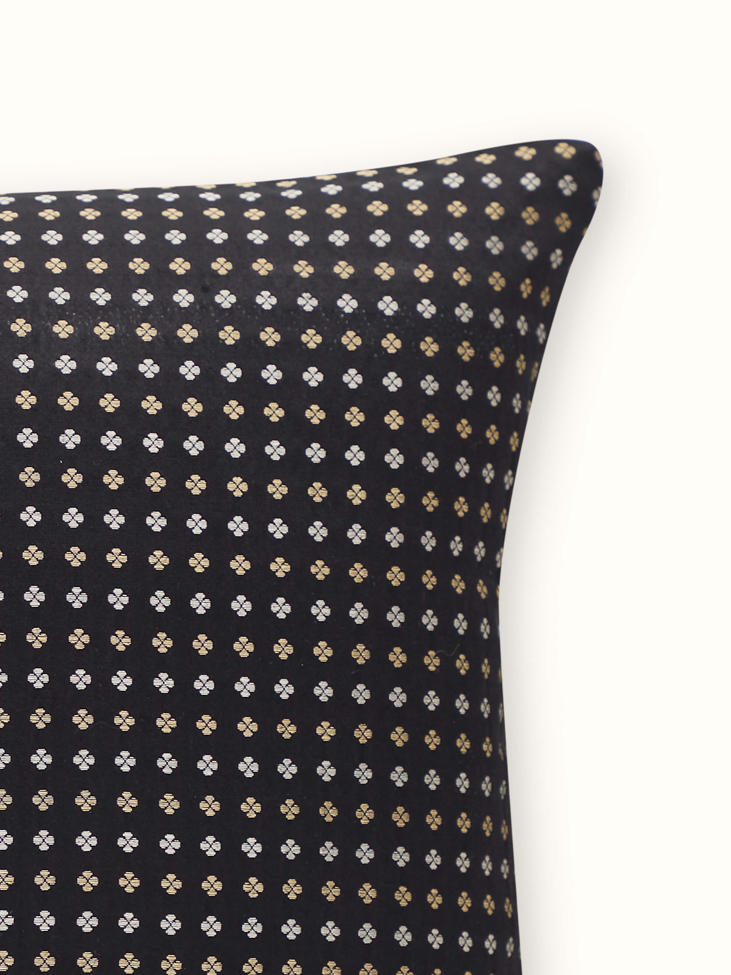 Detail close-up of Awadh Striped Banarasi Cushion, emphasizing fine weave and sheen.