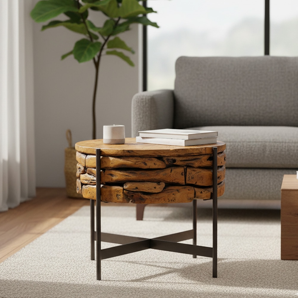 HR851 【希少廃盤】HALO SLAB SMALL COFFEE TABLE Halo Indonesian Teak Coffee Table In Teak Finish