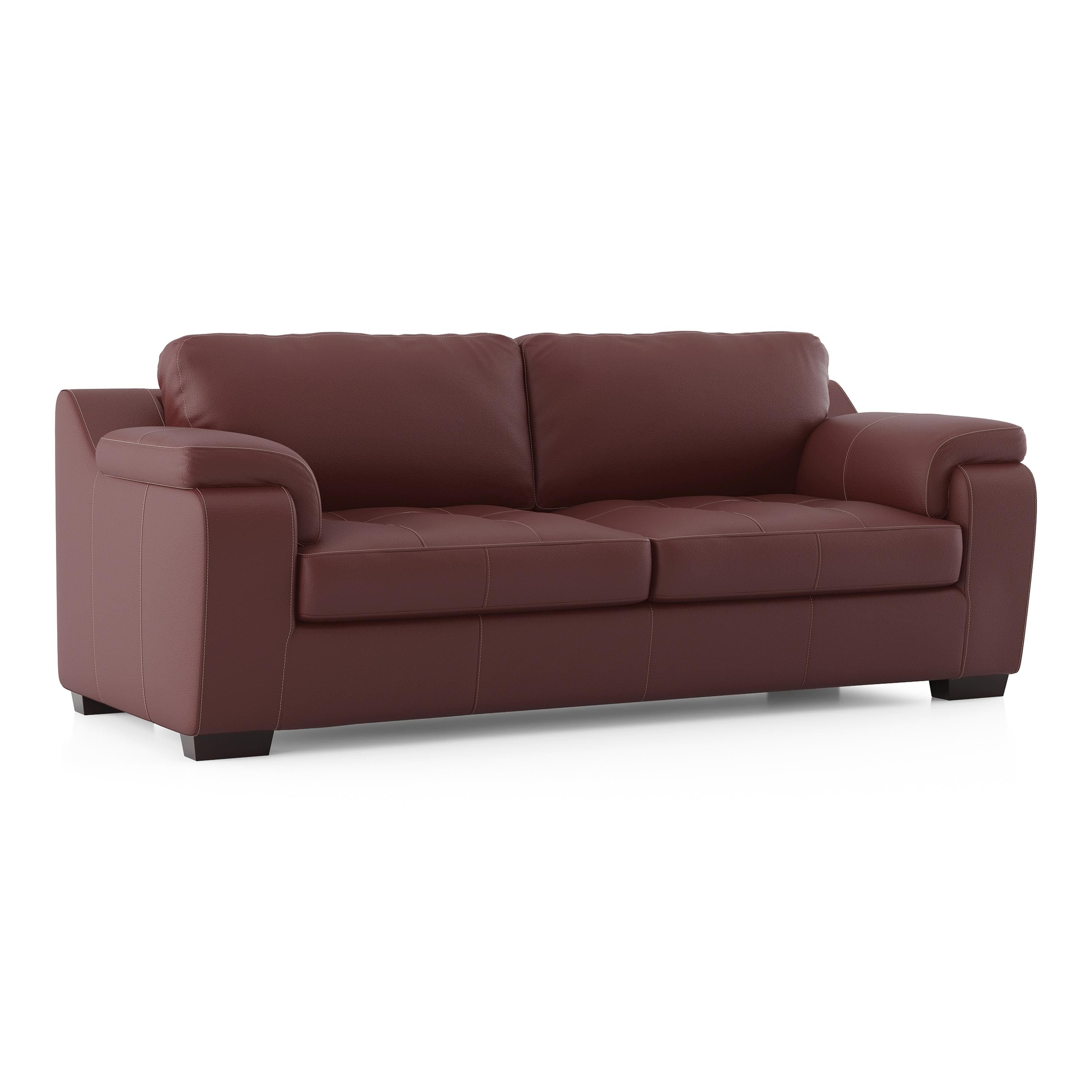 Trissino 3 Seater Premium Italian Leather Sofa In Bordeaux