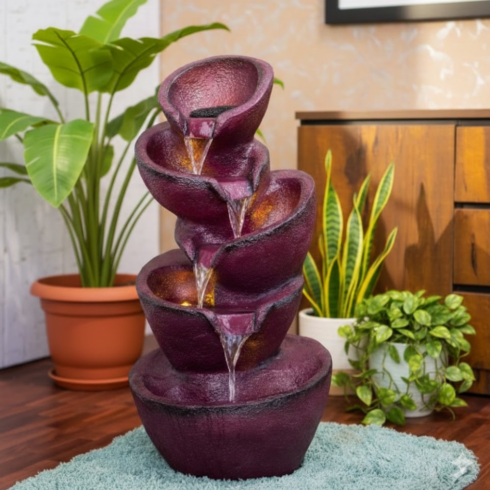 Stacked Pot Wine Fiber Glass Indoor Fountain - Expleasia