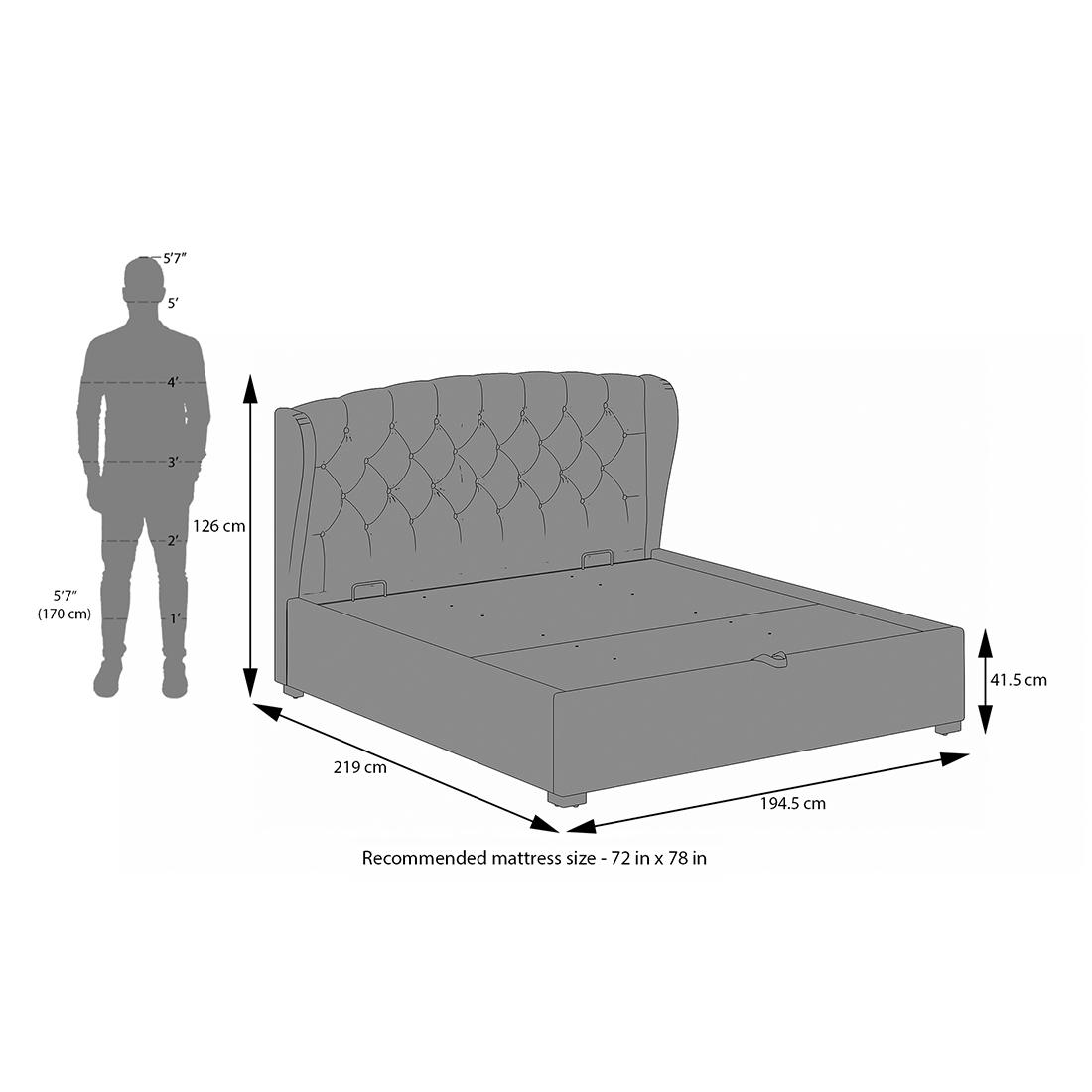 Holmebrook Upholstered Storage Bed In Hydraulic (Bed Size : King, Colour : Shitake Beige)