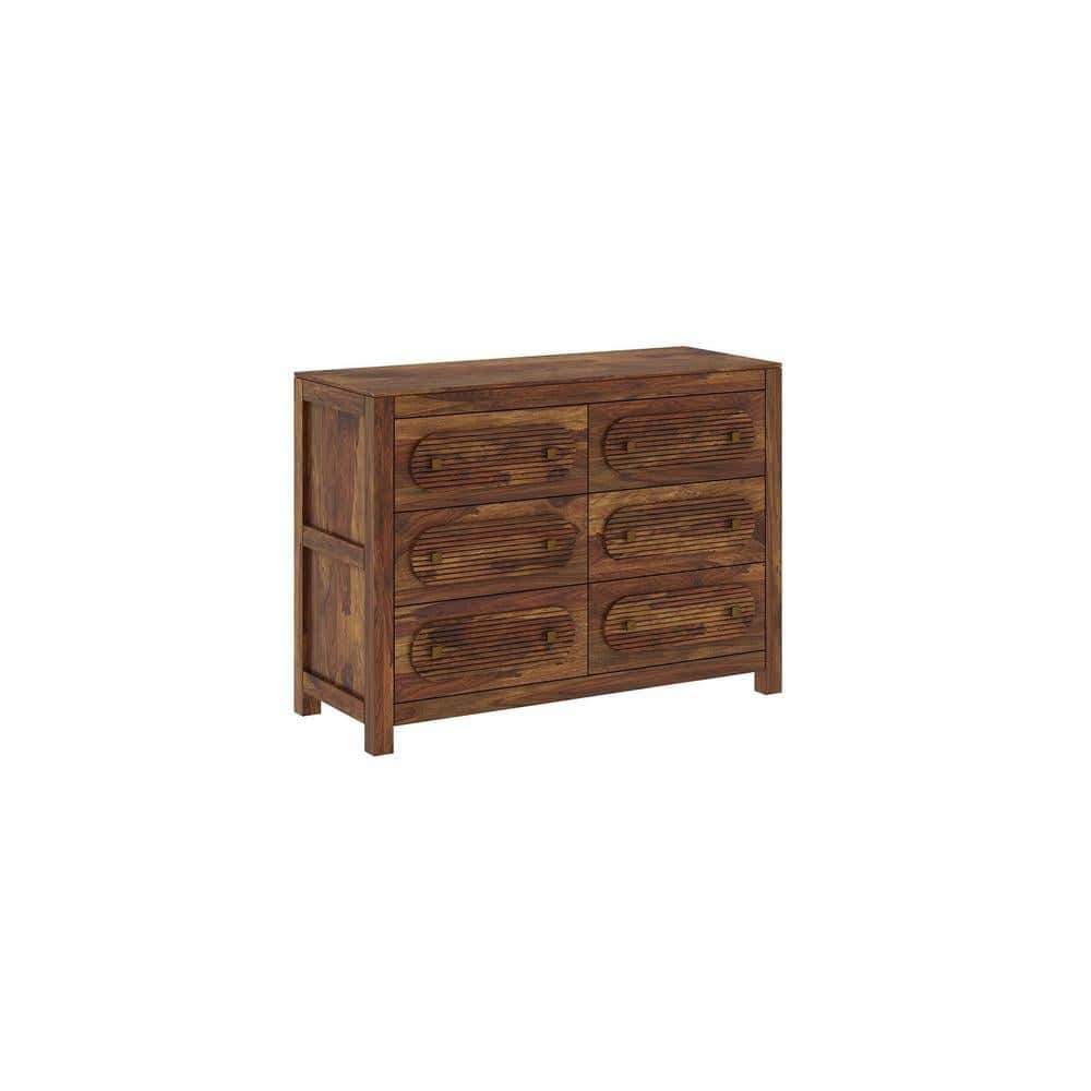 Woodwhiz Solid Wood Chest of 6 Drawers in Provincial Teak Finish