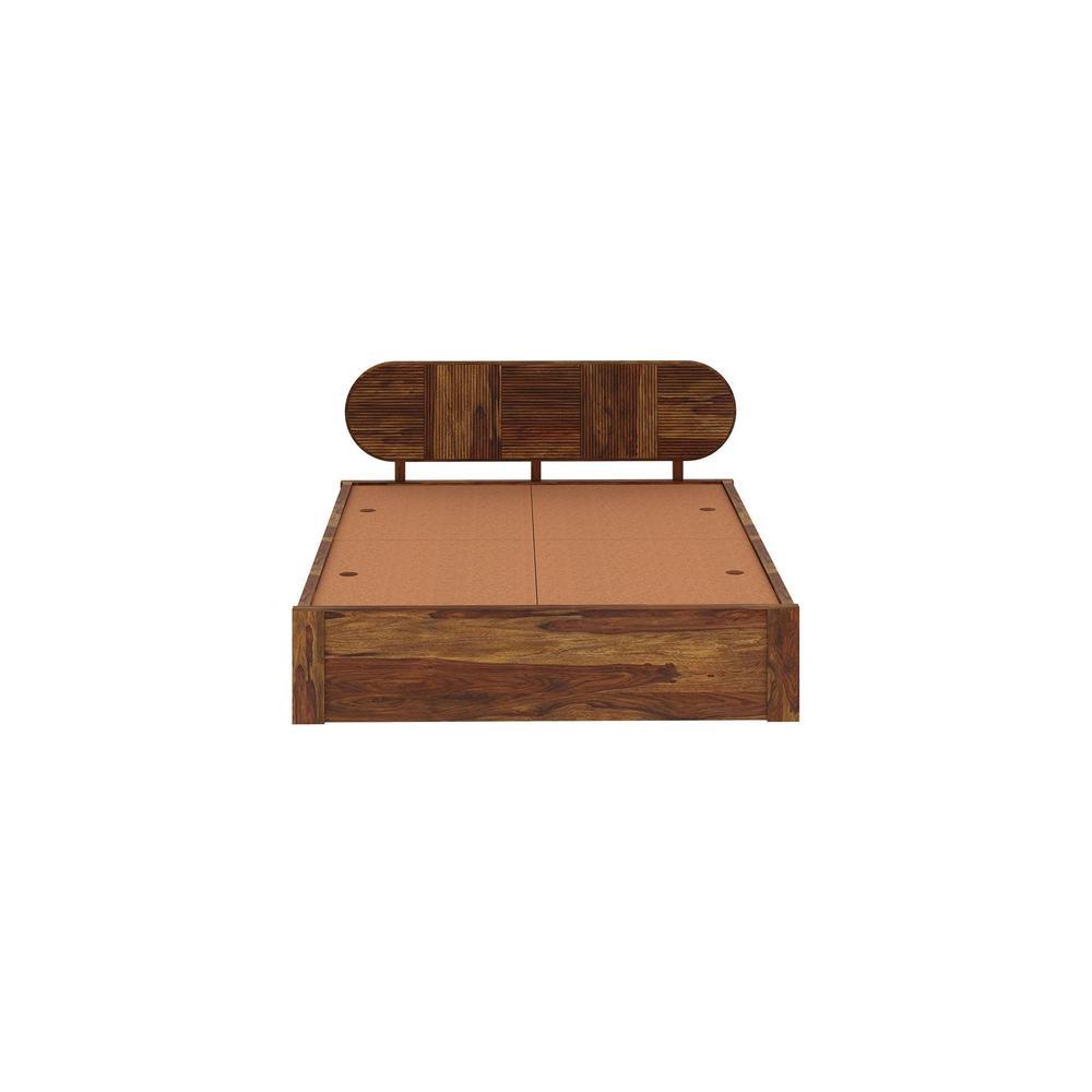 Woodwhiz Solid Wood Queen Bed With Drawer Storage In Provincial Teak Finish