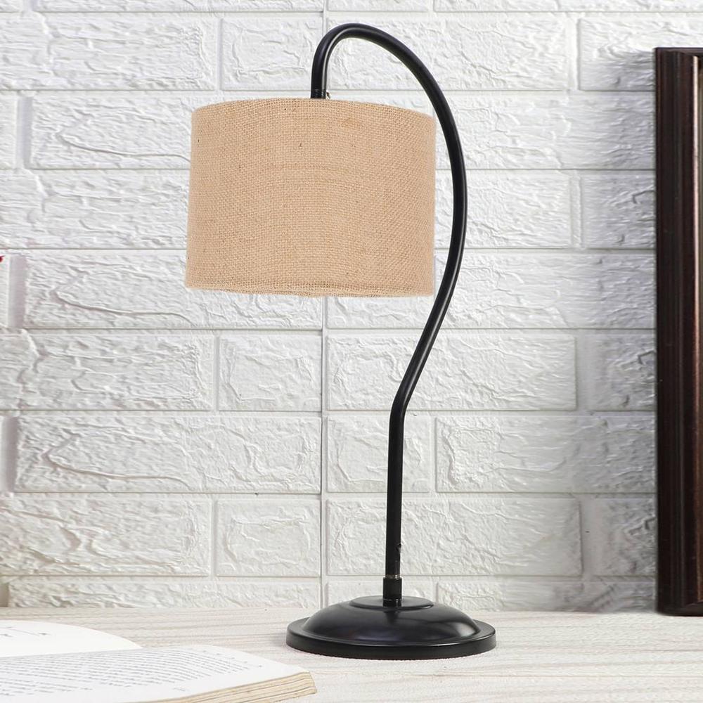 Beige Jute Curvy table lamp with Iron Base (SP08)