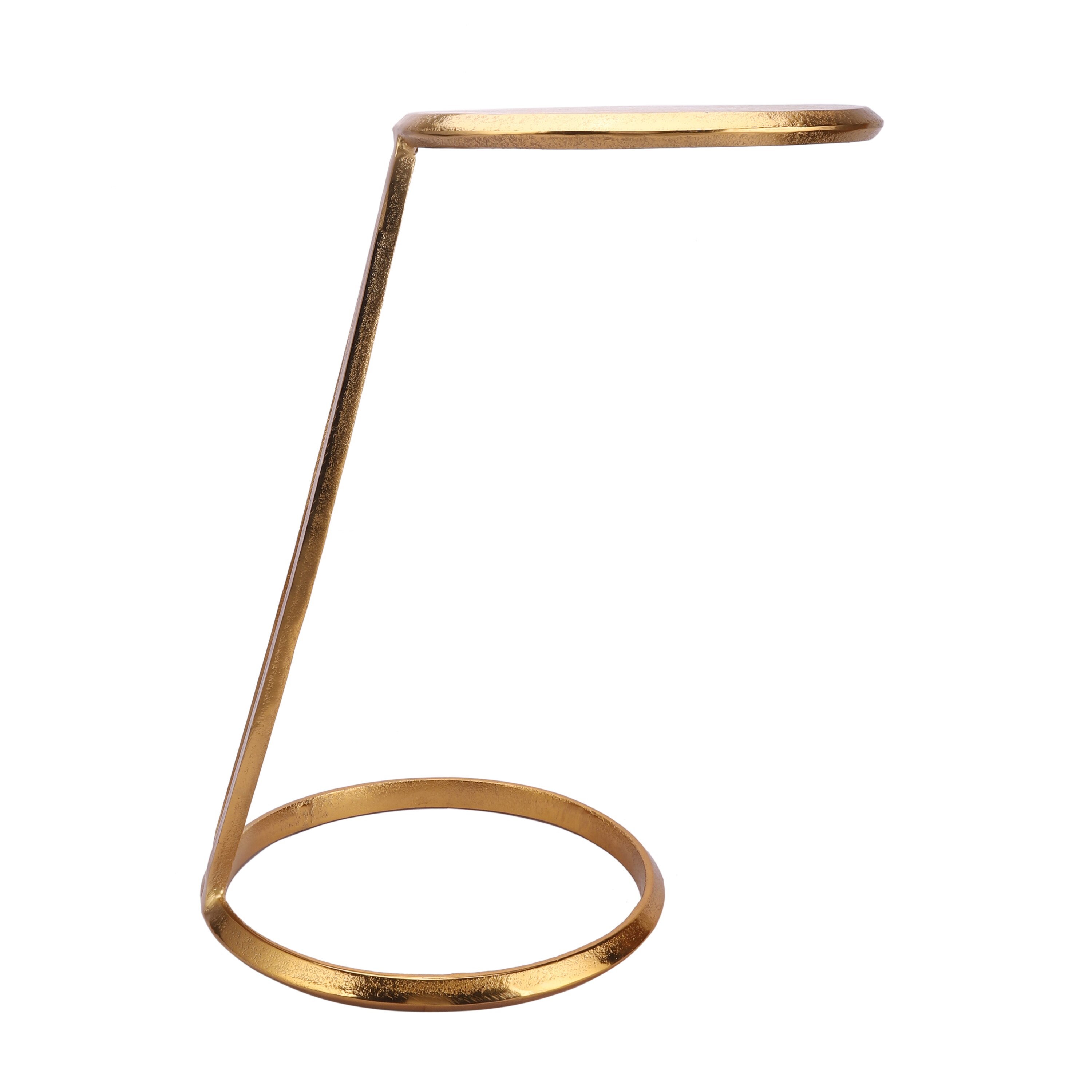 Slanted Nesting Raw Antique Gold Metal Side Tables Set of 2 in Gold Colour