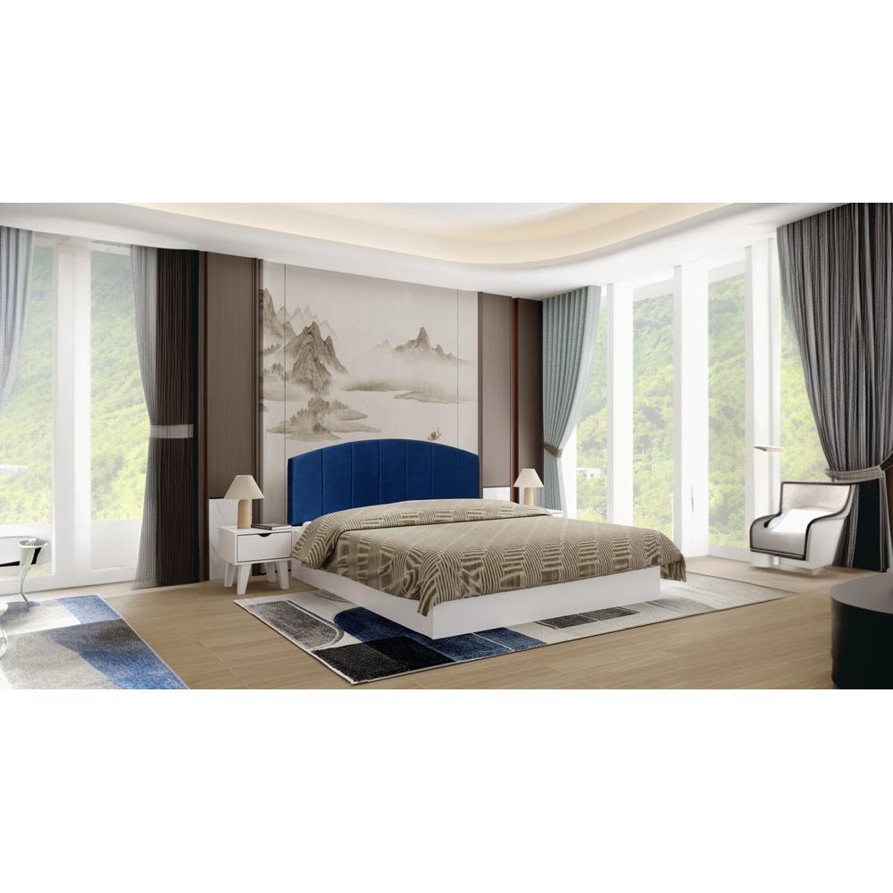 Satya Engineered Wood Queen Size Bed In White Finish