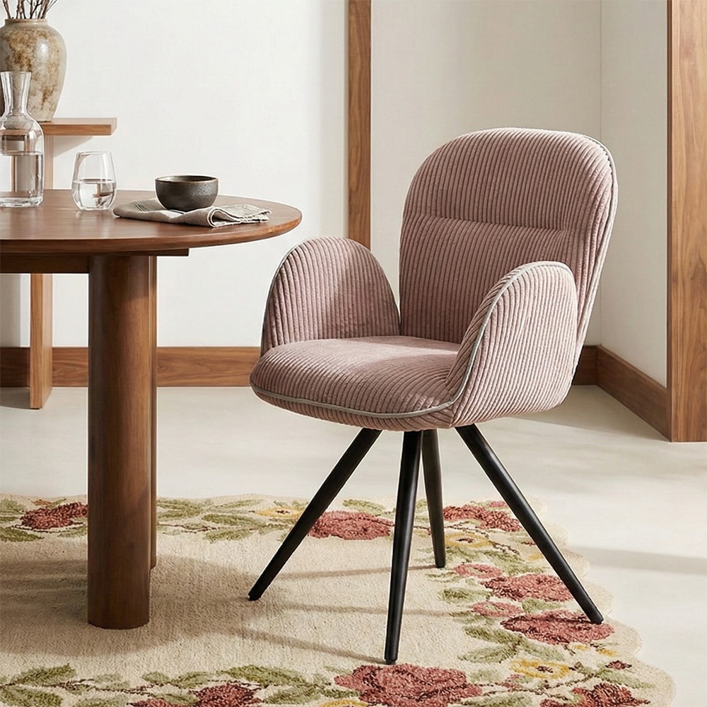 Cotton Fabric Dining Chair in Pink Colour - Living Shape