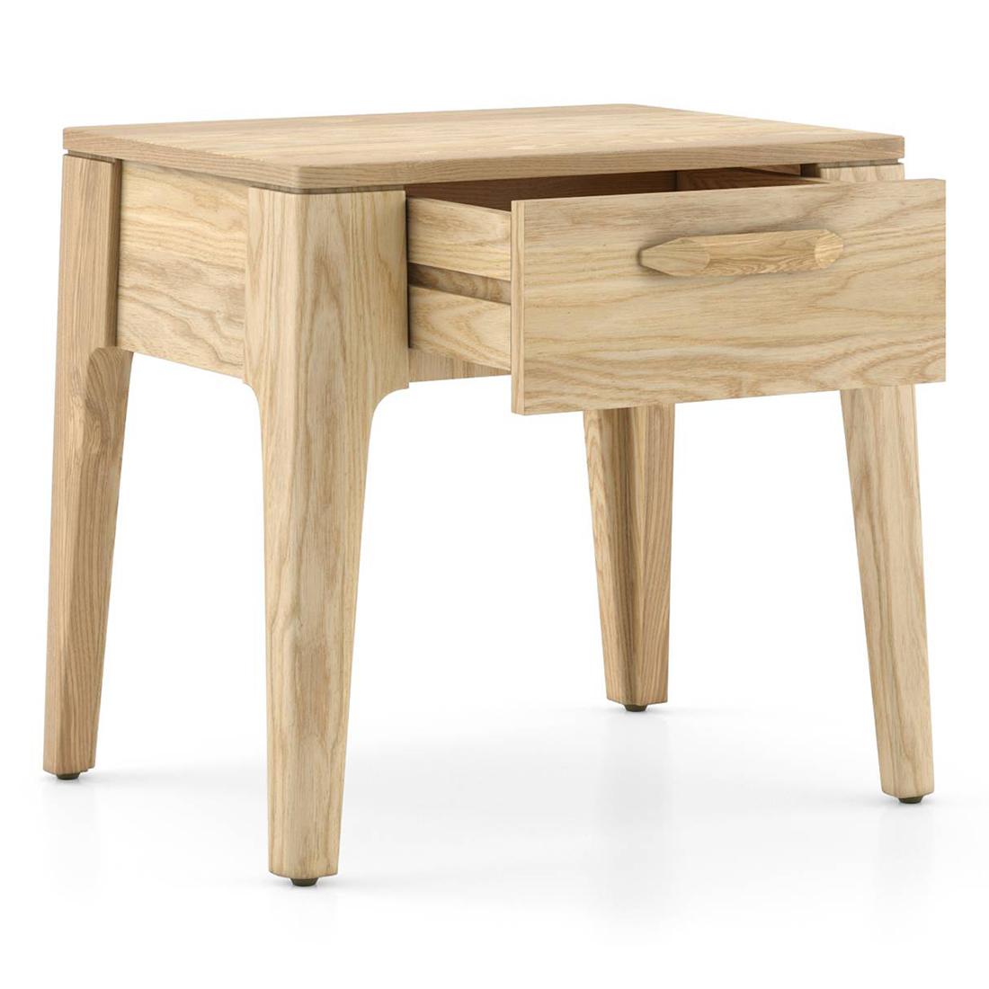 Faye Solid Wood Bedside Table In Natural White Ash Finish