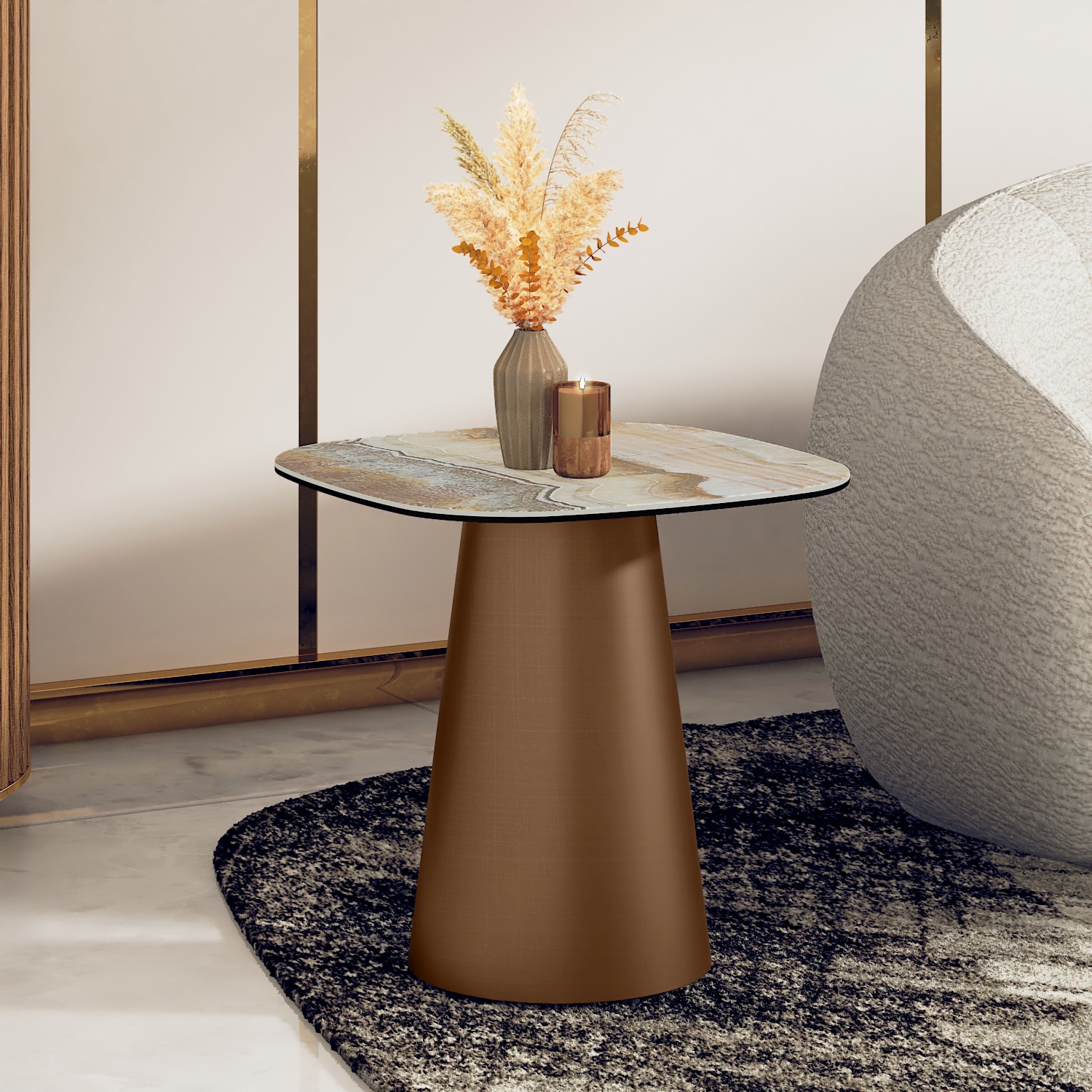 Aeris Metal Side Table in Jupiter Spanish Ceramic Finish