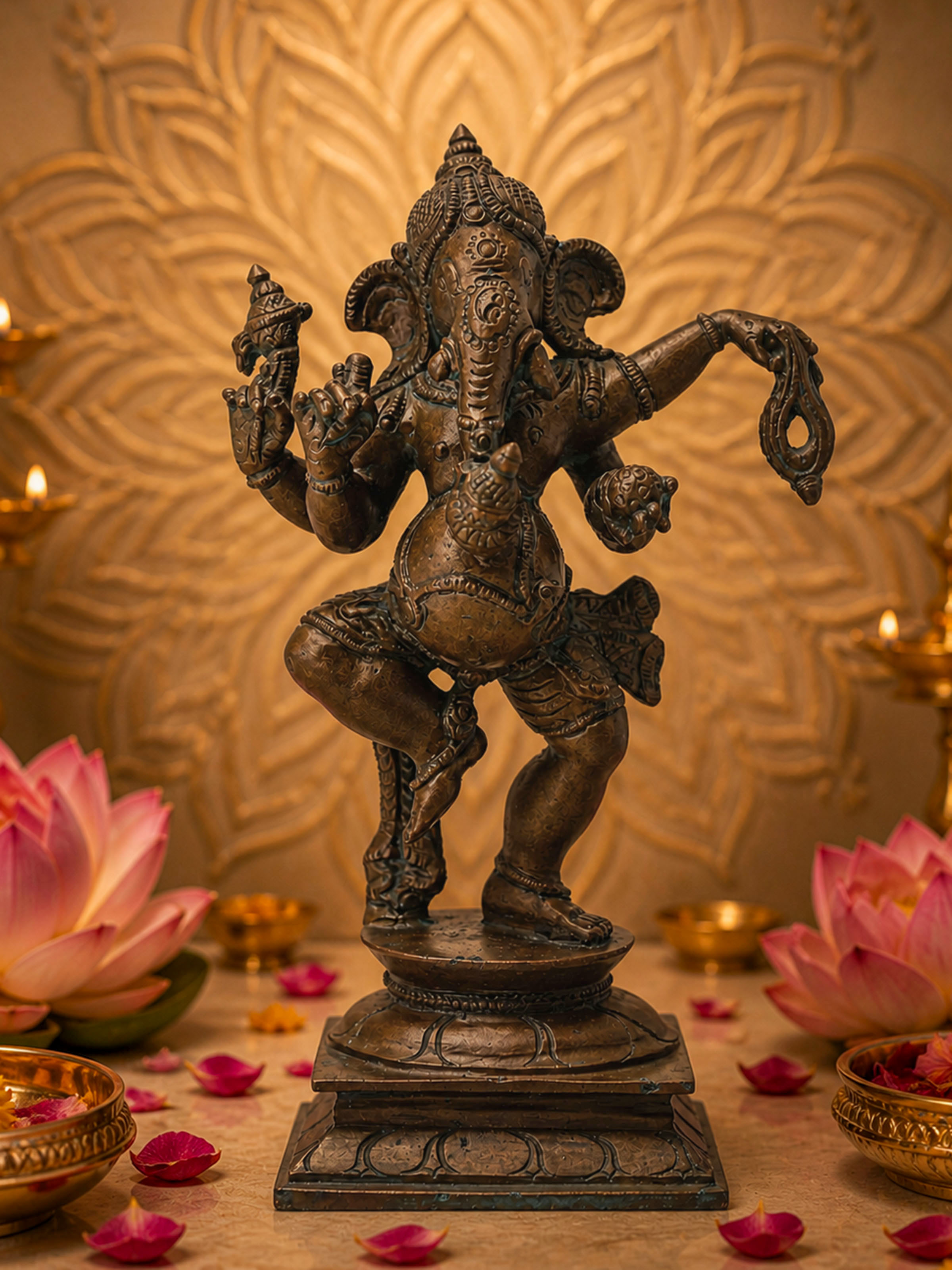 Manomay Bronze Casting Dancing Ganesha Idol