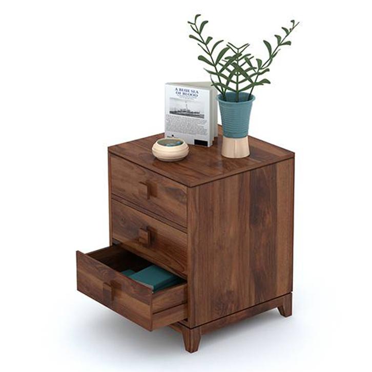 Magellan Solid Wood Bedside Table in Teak Finish