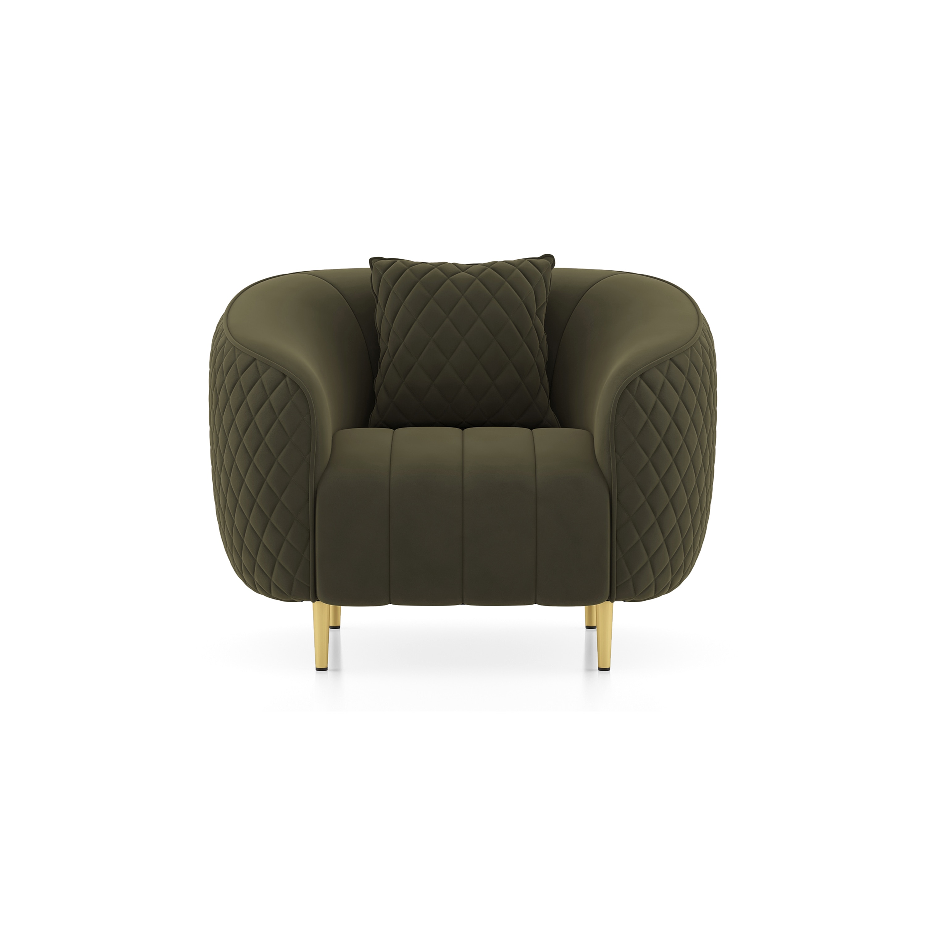 Amora 2 Seater Fabric Sofa in Deep Olive Velvet