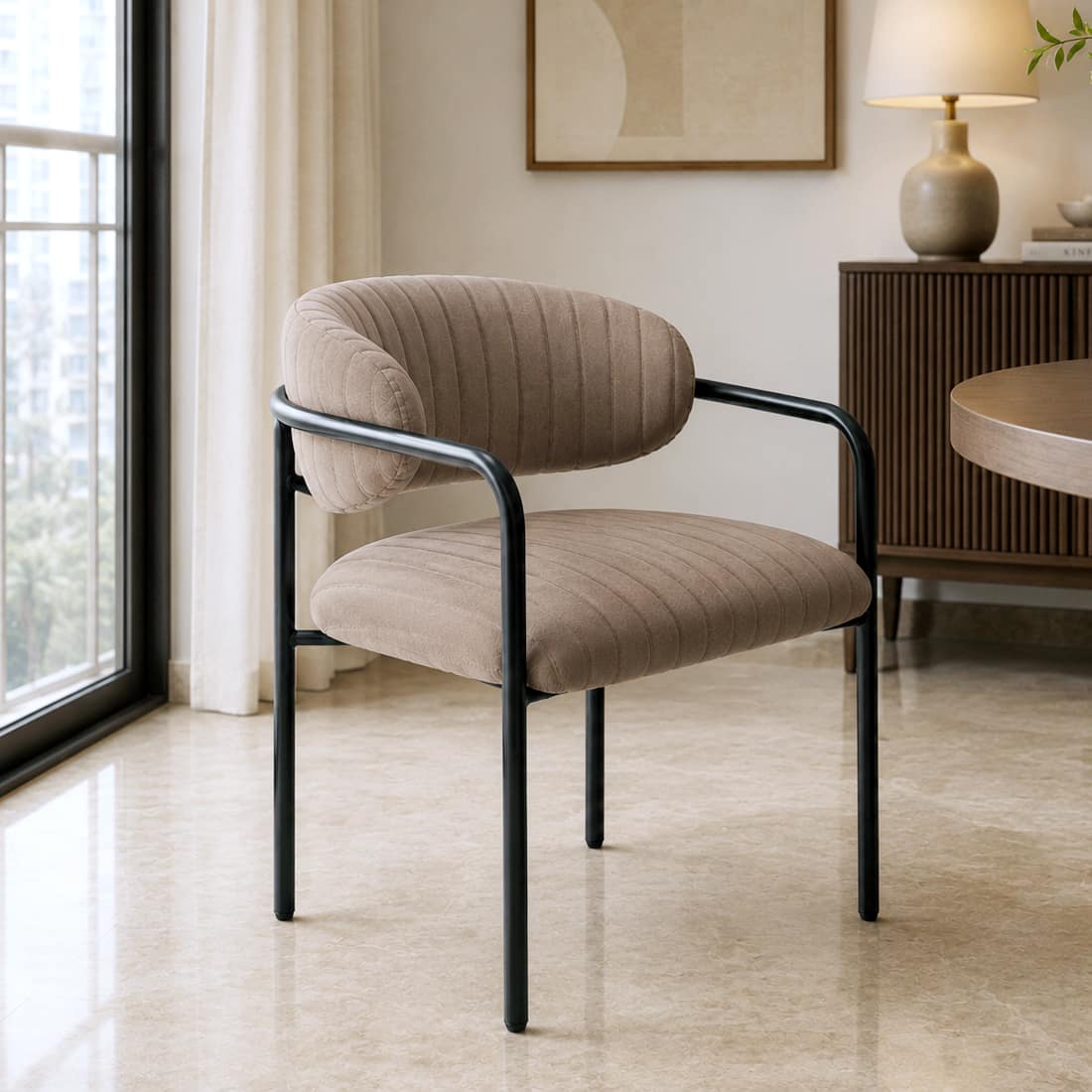 Nova Dining Chair in Brown Velvet - HomeDfy