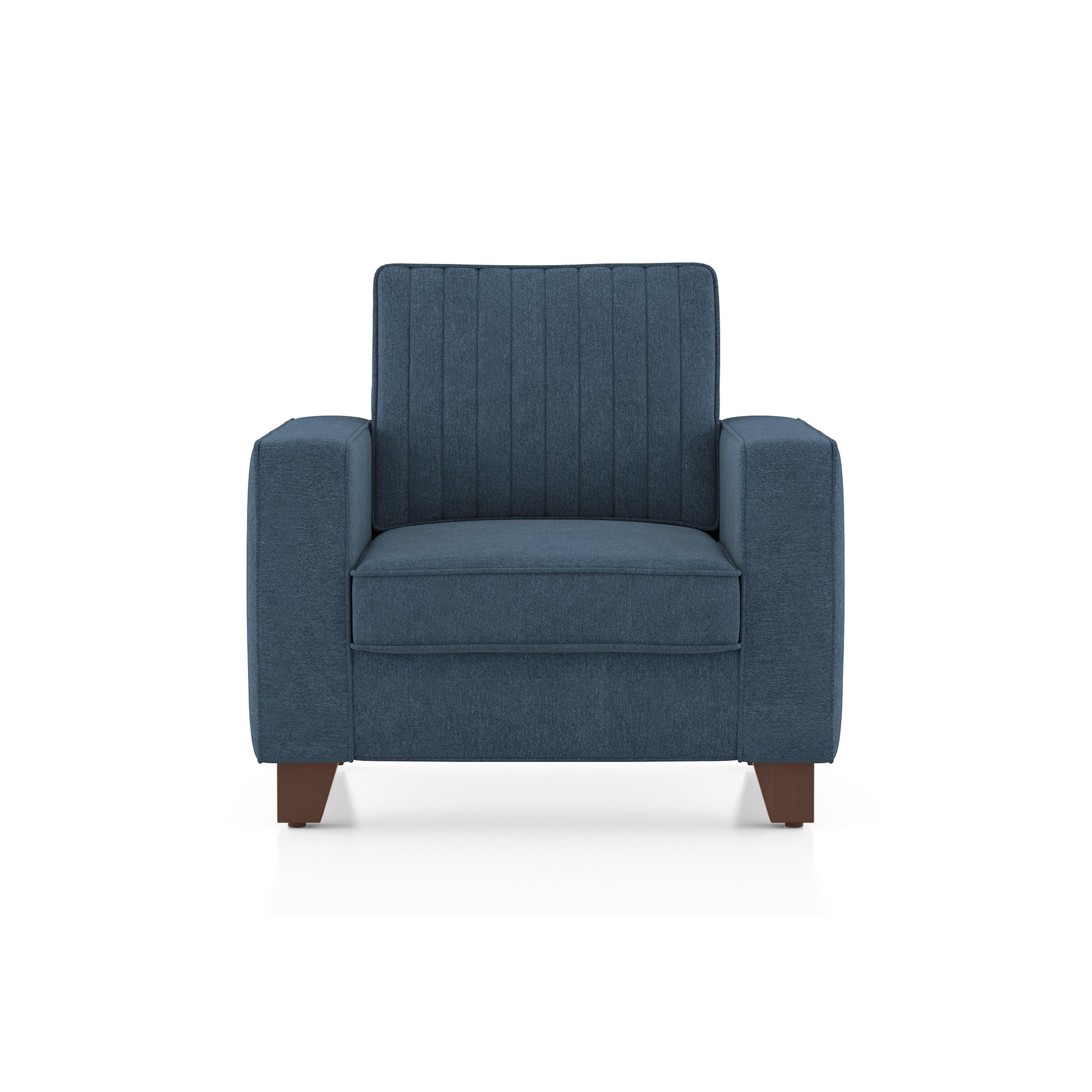Apollo Neo 1 Seater Fabric Sofa in Lapis Blue Colour (Back Height : Regular, Cushion Type : Hard)