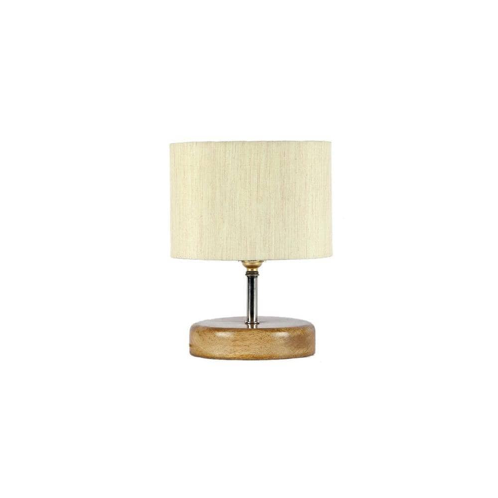 Palmyra Off White Fabric Shade Table Lamp with Natural Wooden Base
