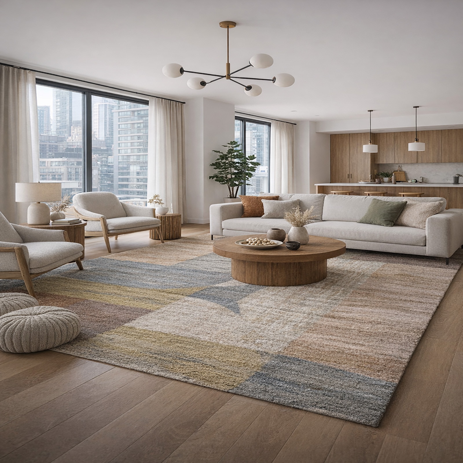 Harmony Jute Rectangle Carpets Hand Tufted in Multicolour Colour
