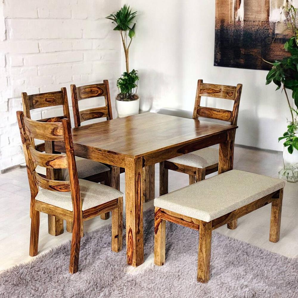 Oakmont Sheesham Wood Accent 6 Seater Dining Set With Teak Finish