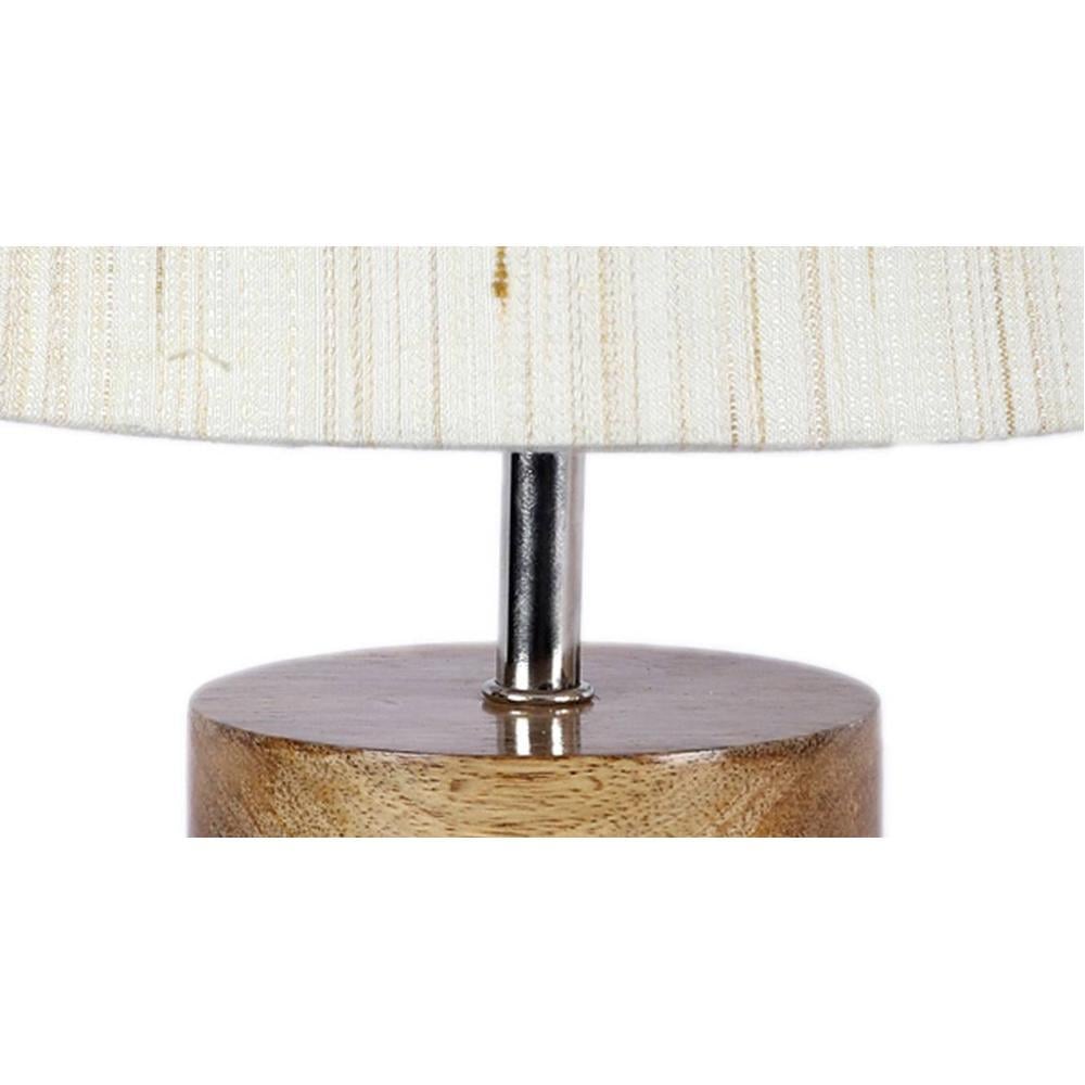 Annie Off White Fabric Shade Table Lamp with Natural Wooden Base