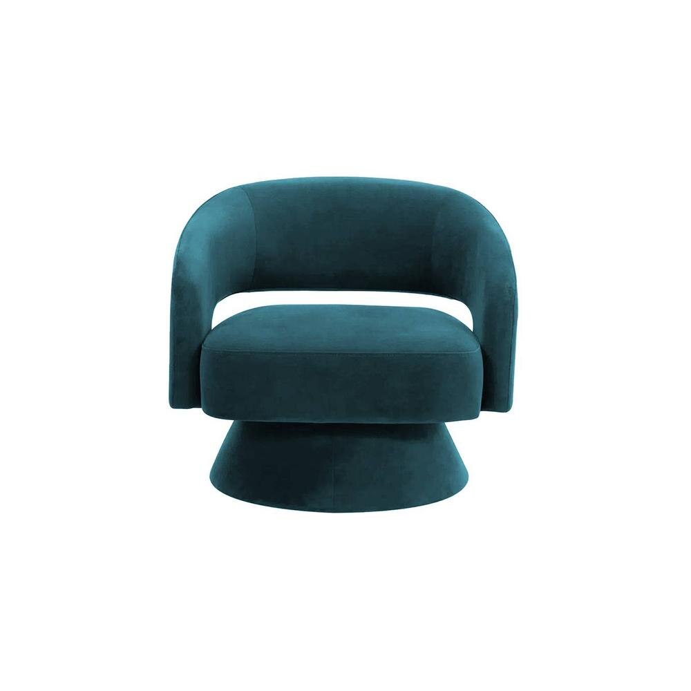 Aracell Swivel Solid Wood Round Chair in T Blue Colour