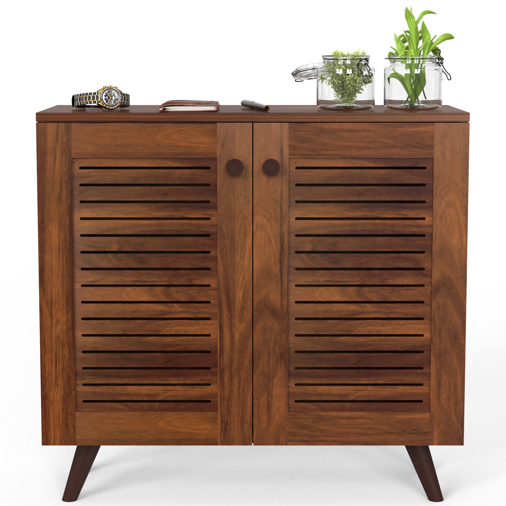 BLUEWUD Carlem Engineered Wood 2 Doors Shoe Rack Cabinet Slipper Footwear Stand Organizer with Drawer can Store Up to 12 Pairs for Hall Living Room Home Furniture (Brown Maple)