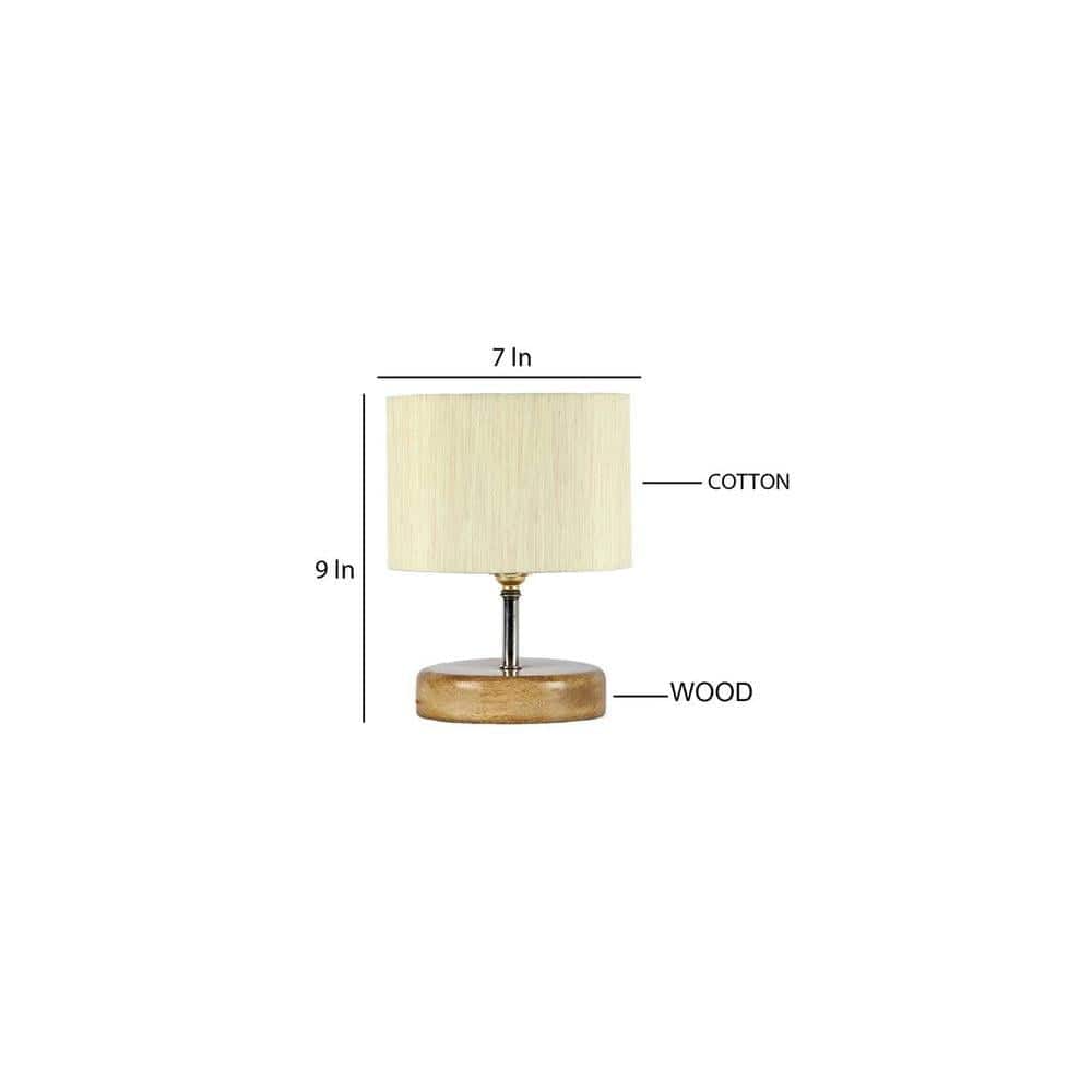 Palmyra Off White Fabric Shade Table Lamp with Natural Wooden Base