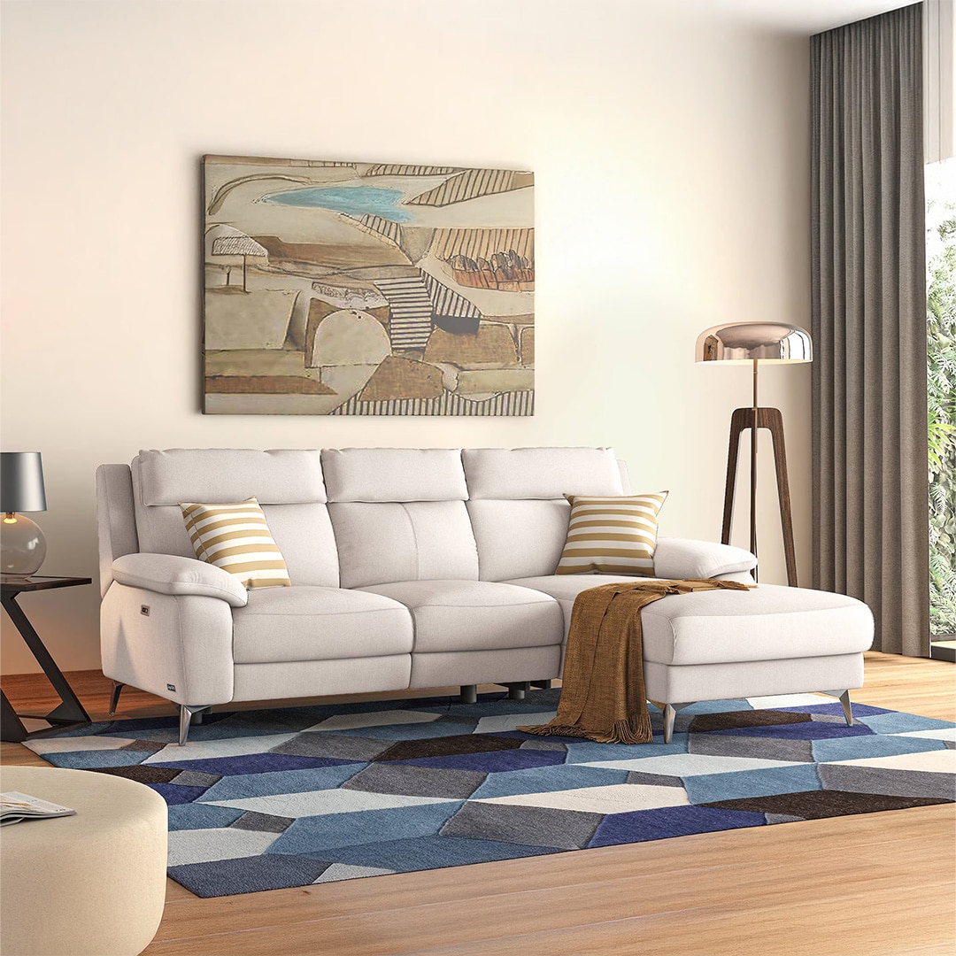 Emila Right Aligned Three Seater Sectional Recliner in Cream Colour