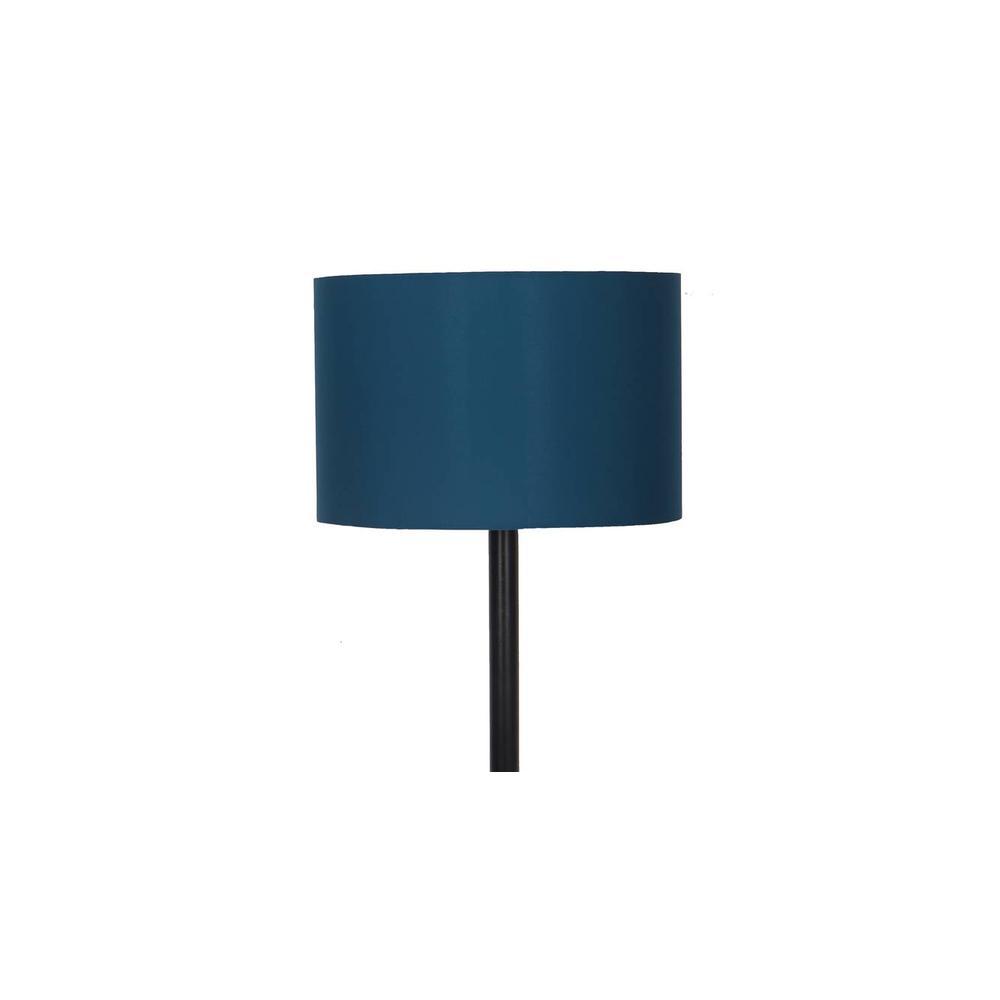 Waldo Blue Cotton Floor Lamp with Solid Wood