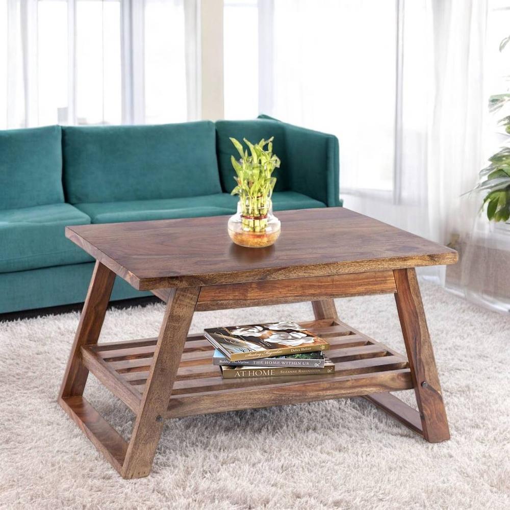 Alison Sheesham Wood Coffee Table In Teak Finish
