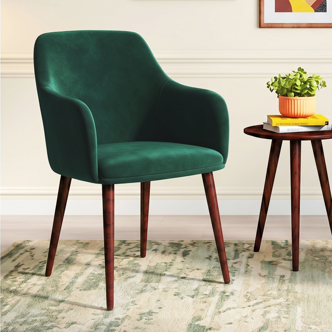 Owen Fabric Lounge Chair in  Luxe Green Colour - Urban Ladder