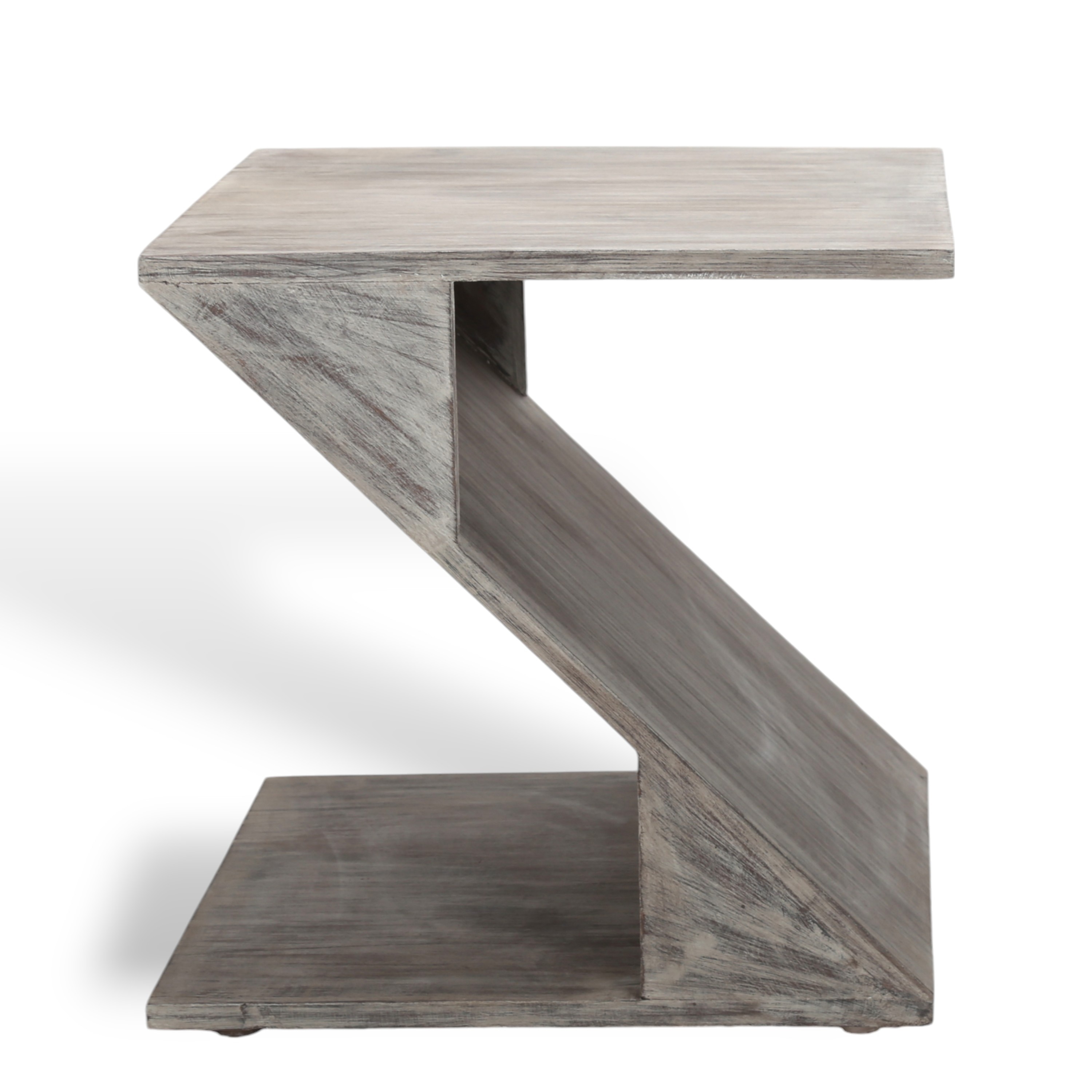 Berlin Sheesham Wood Tea Table In Rustic Grey Matte Finish