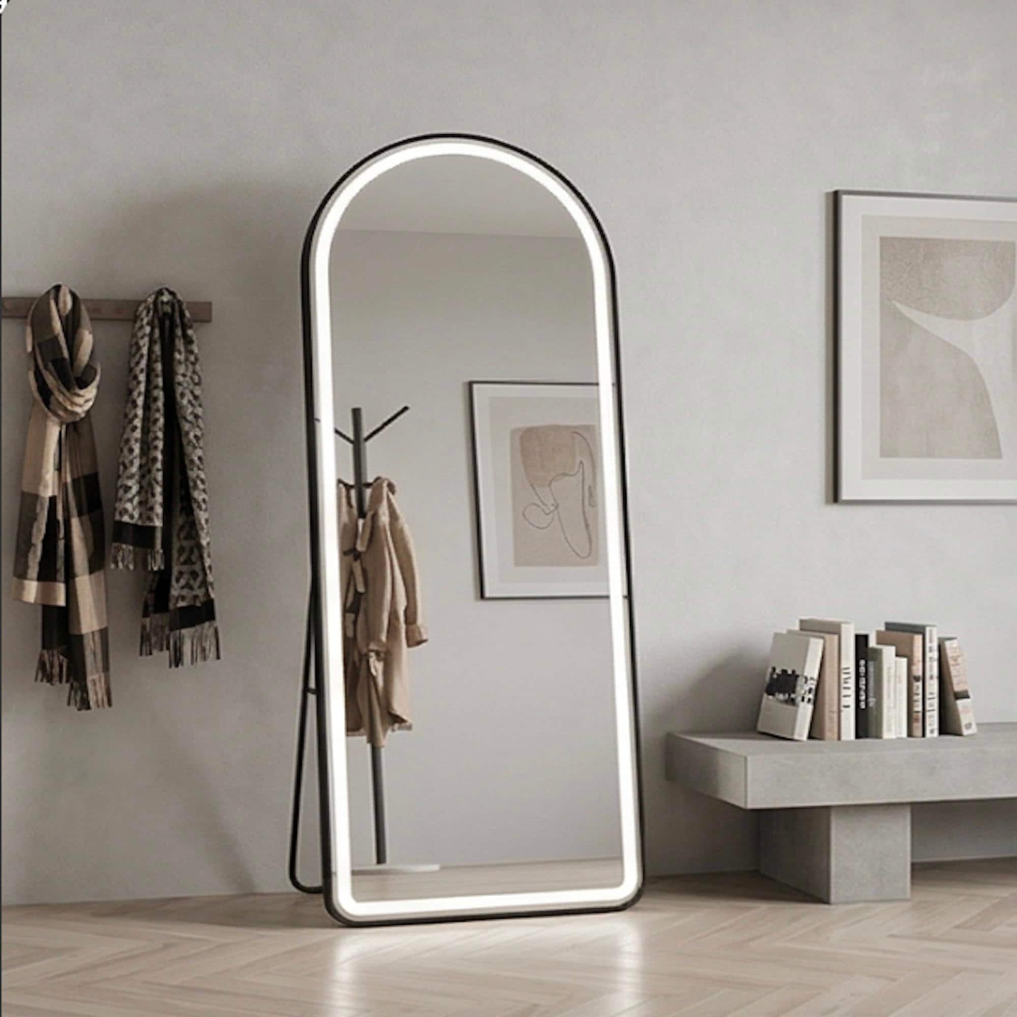 The Artment Black Halo Arch Unbreakable Floor Mirror For Home (160 X 50 CM)