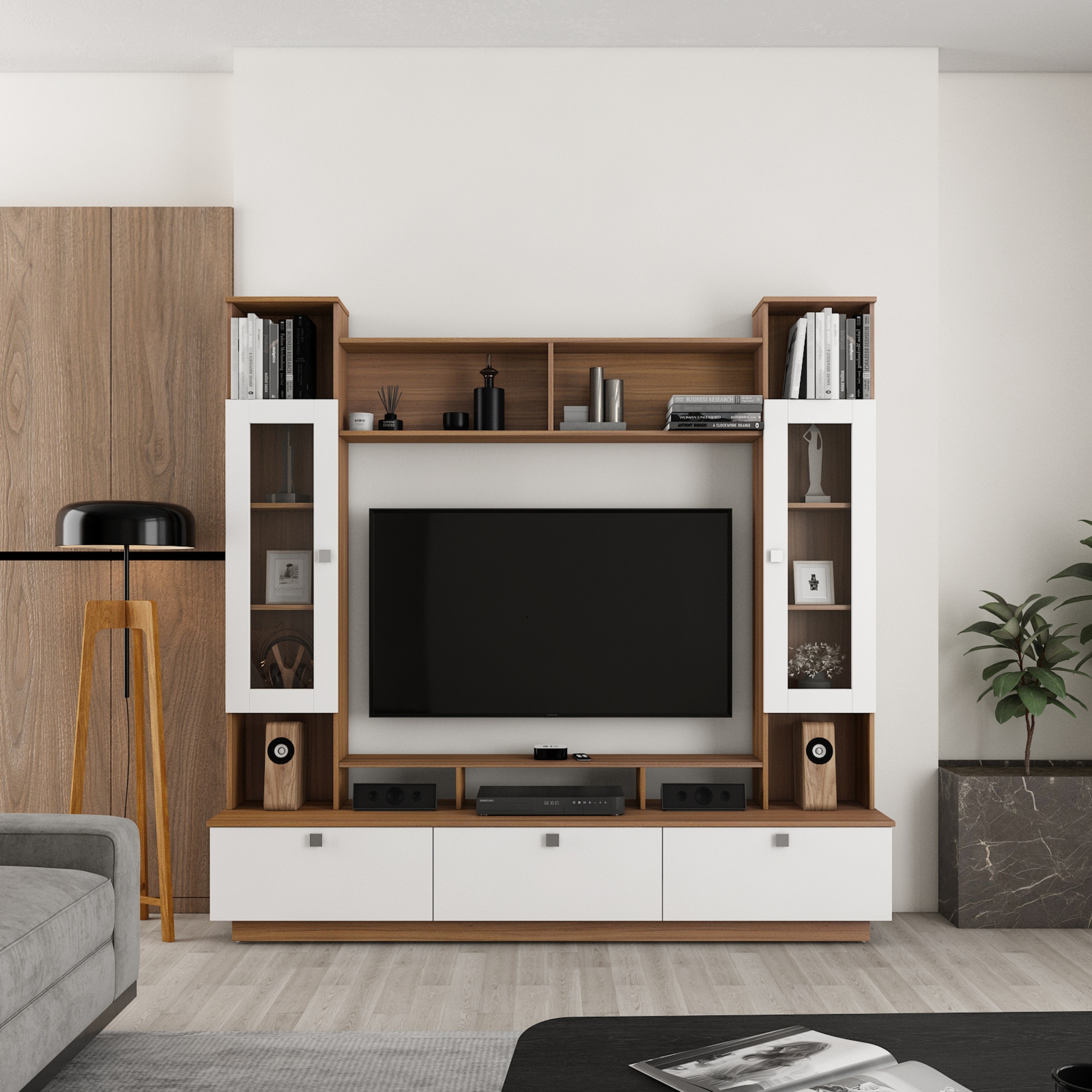 Janet TV Unit in Exotic Teak Finish